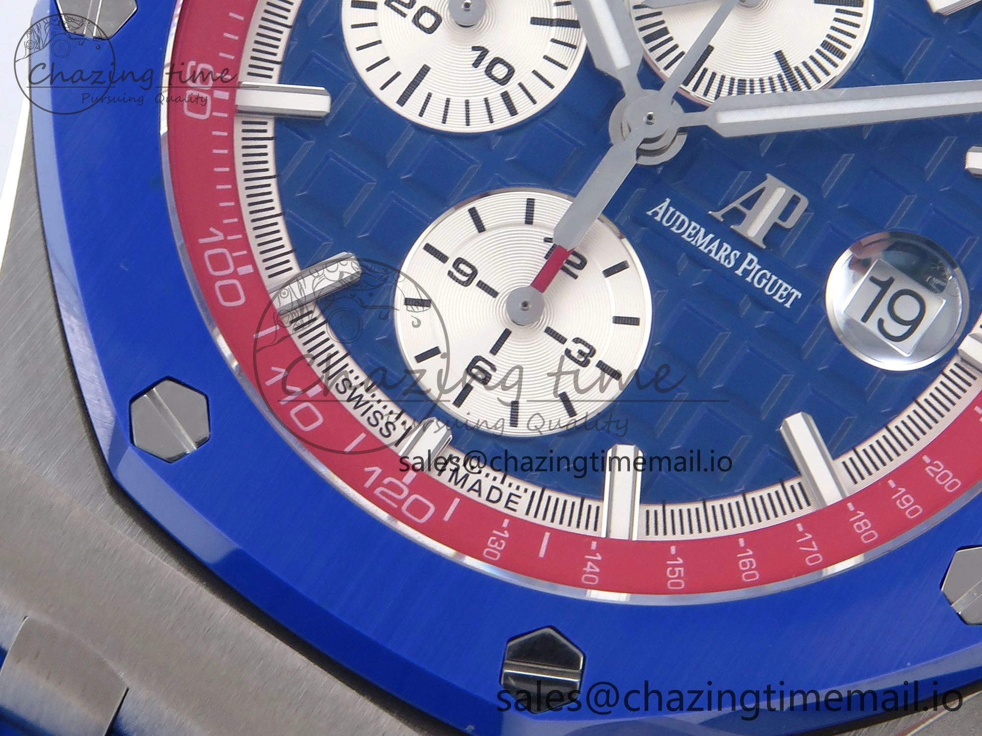 Attractive Royal Oak Offshore 44mm SS TKF 1:1 Best Edition Blue Red Dial on Blue Red Rubber Strap A 4361