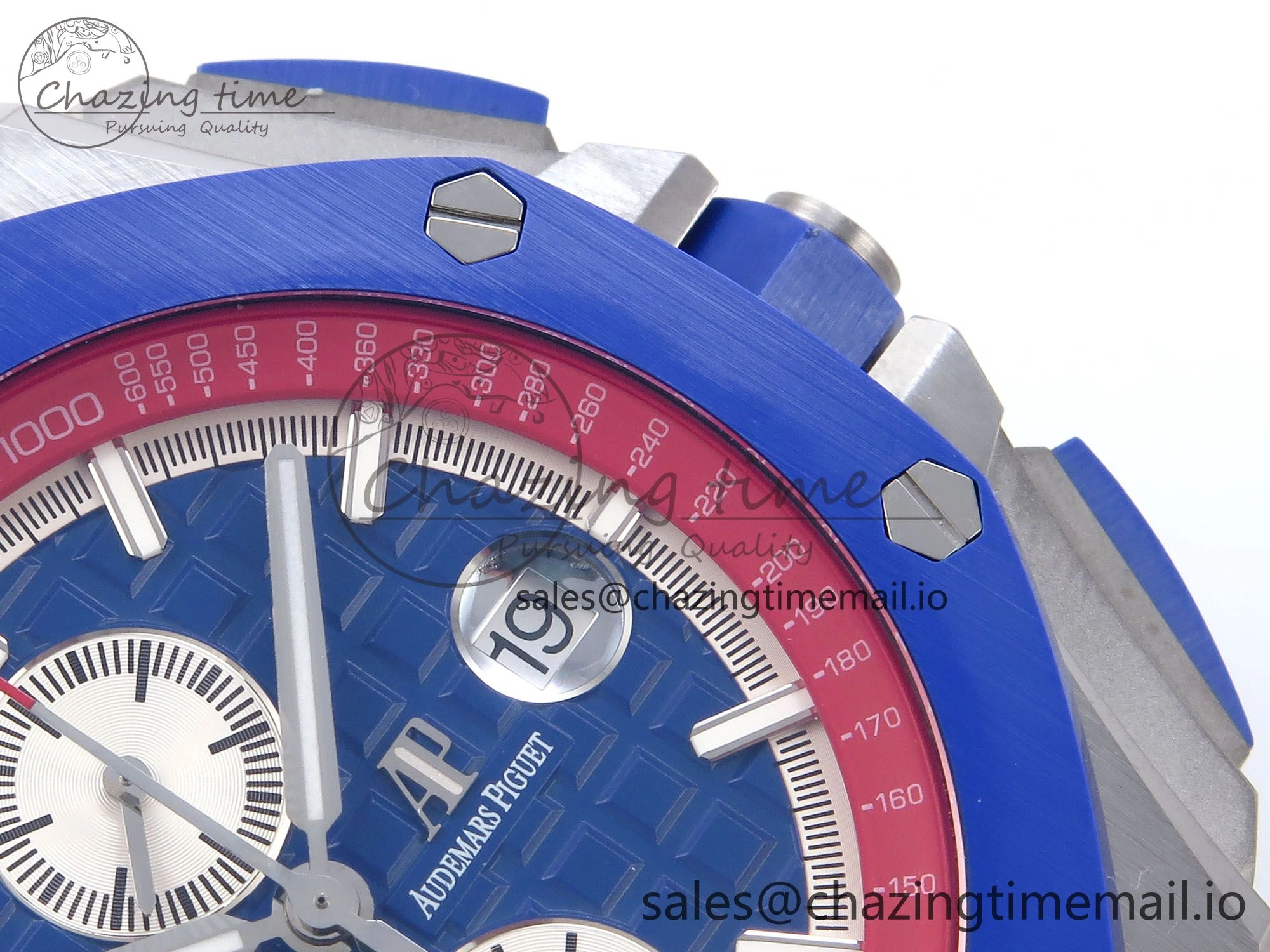 Attractive Royal Oak Offshore 44mm SS TKF 1:1 Best Edition Blue Red Dial on Blue Red Rubber Strap A 4361