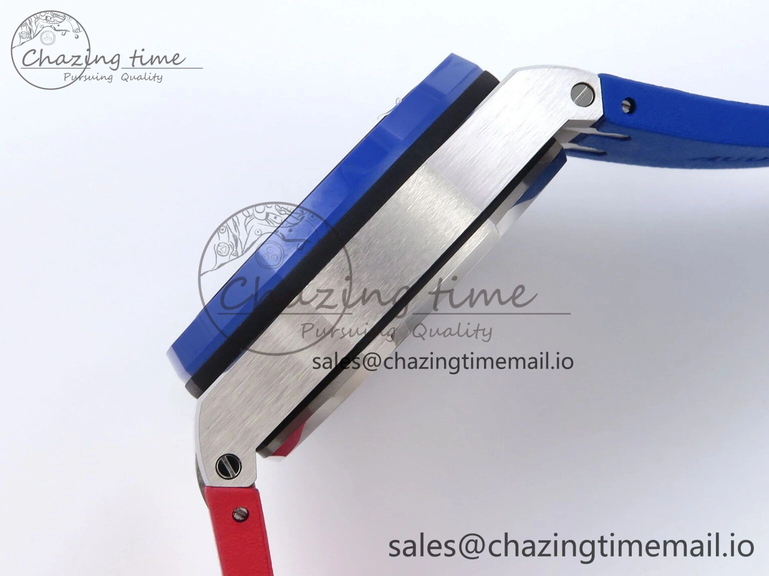 Attractive Royal Oak Offshore 44mm SS TKF 1:1 Best Edition Blue Red Dial on Blue Red Rubber Strap A 4361
