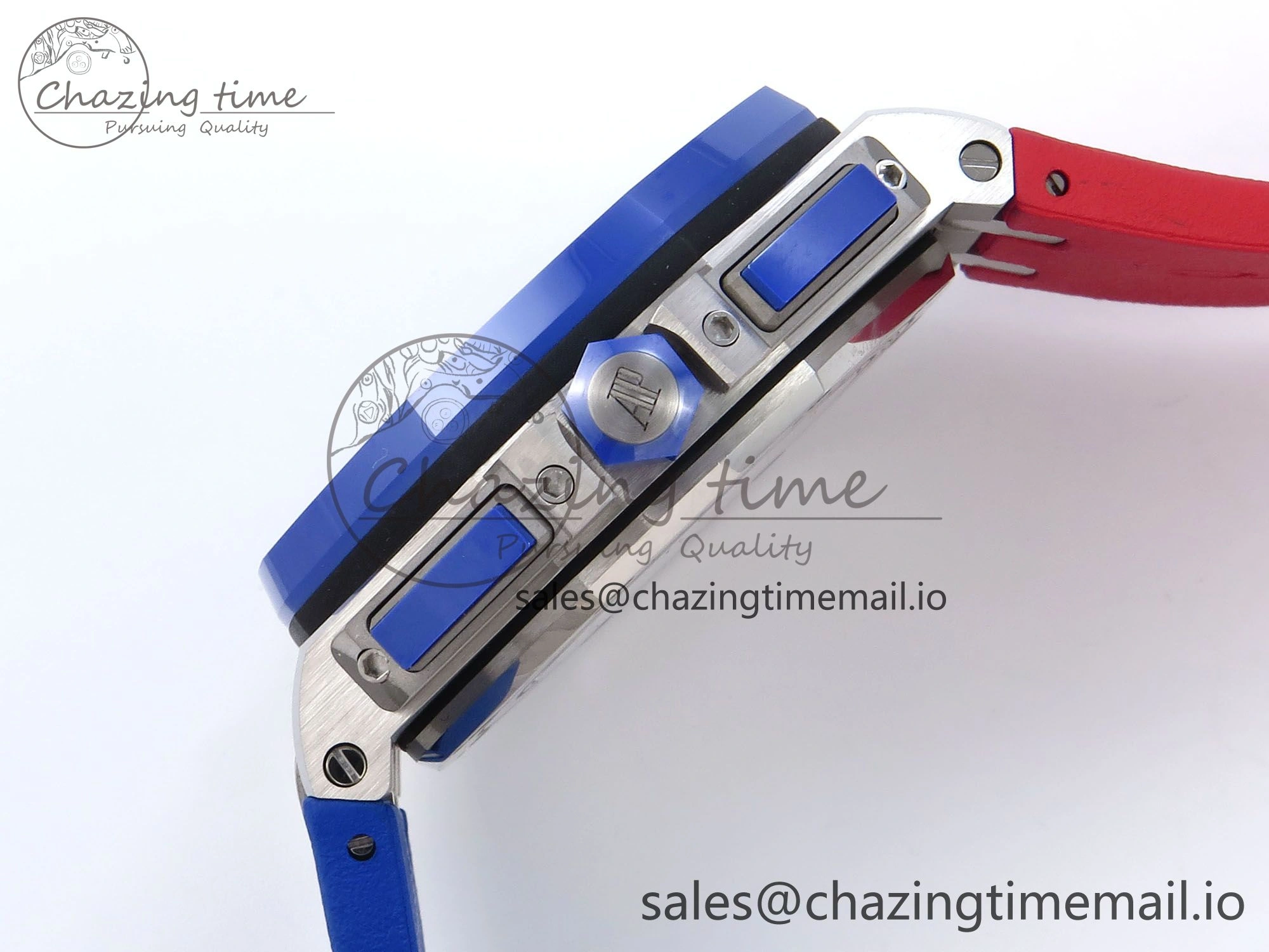 Attractive Royal Oak Offshore 44mm SS TKF 1:1 Best Edition Blue Red Dial on Blue Red Rubber Strap A 4361