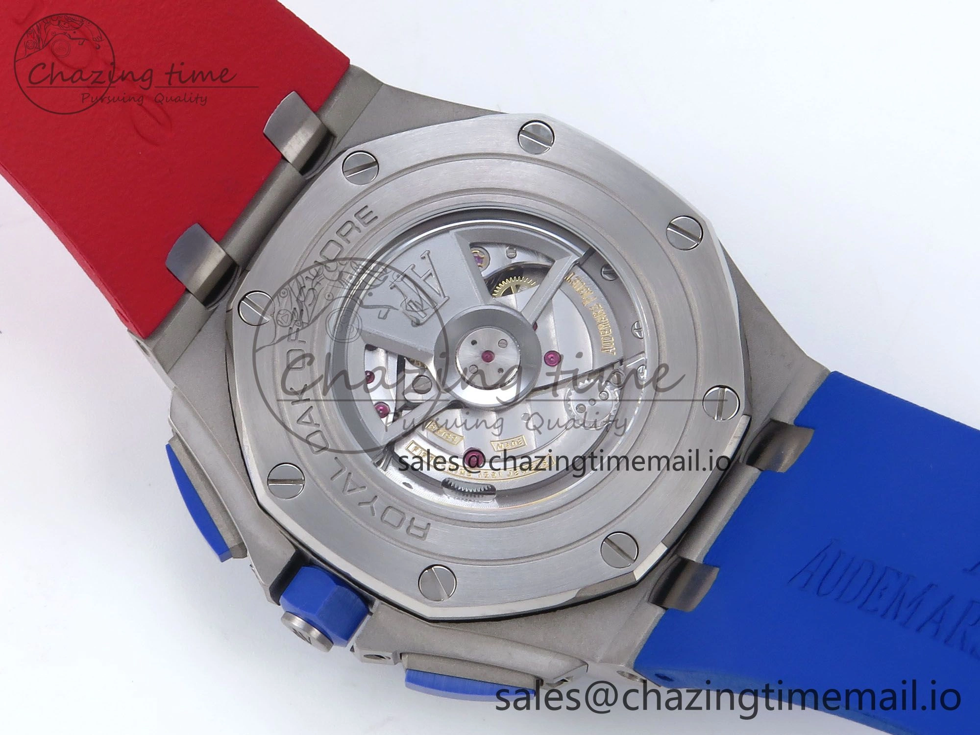 Attractive Royal Oak Offshore 44mm SS TKF 1:1 Best Edition Blue Red Dial on Blue Red Rubber Strap A 4361