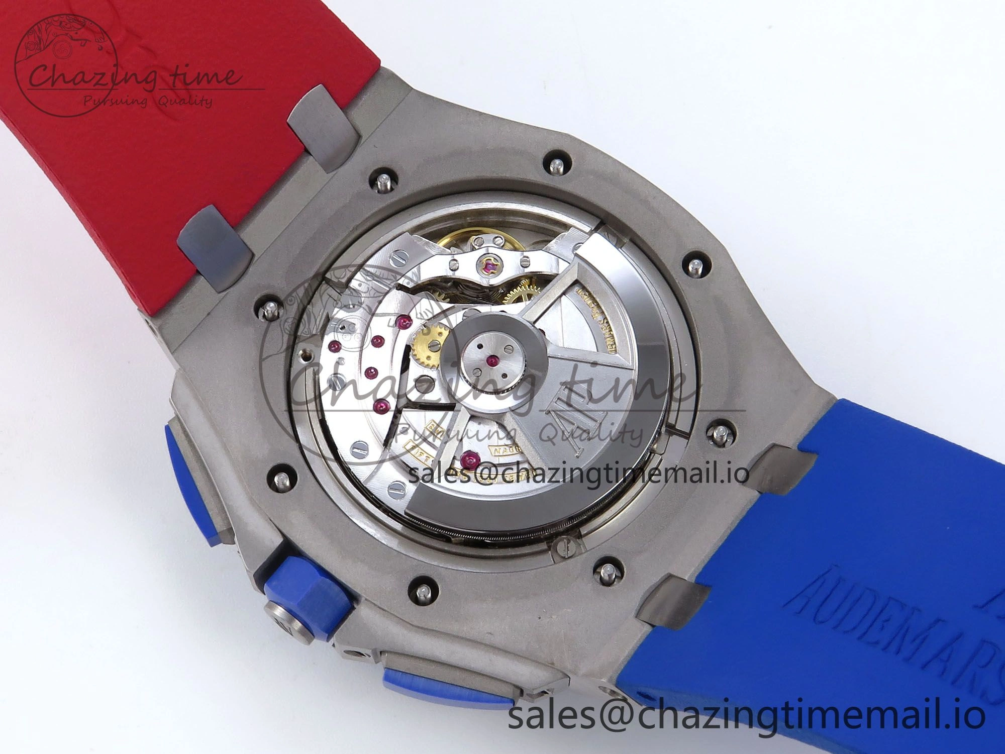 Attractive Royal Oak Offshore 44mm SS TKF 1:1 Best Edition Blue Red Dial on Blue Red Rubber Strap A 4361