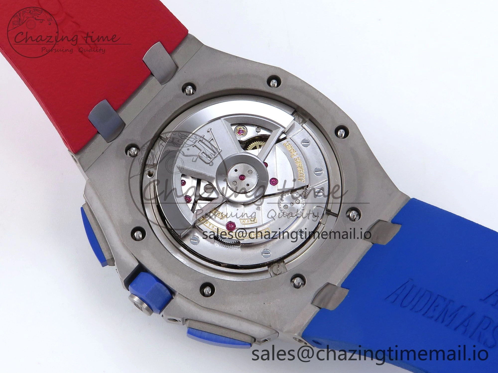 Attractive Royal Oak Offshore 44mm SS TKF 1:1 Best Edition Blue Red Dial on Blue Red Rubber Strap A 4361