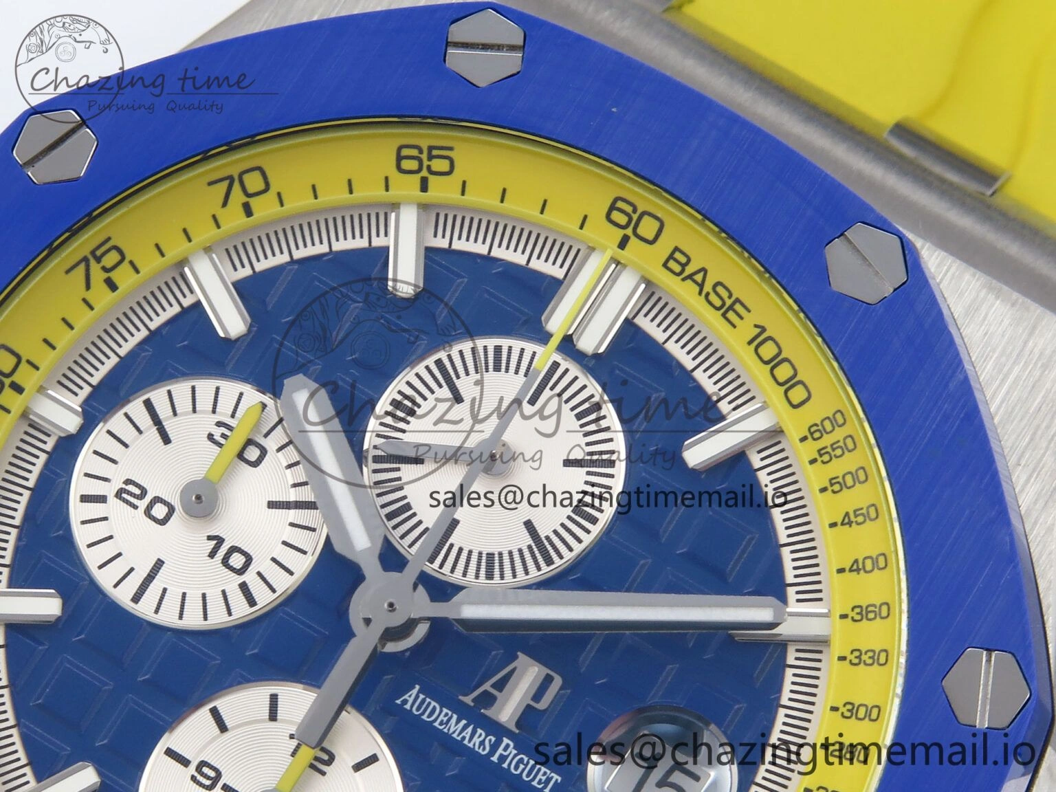 Durable Royal Oak Offshore 44mm SS TKF 1:1 Best Edition Blue Yellow Dial on Blue Yellow Rubber Strap A 4359