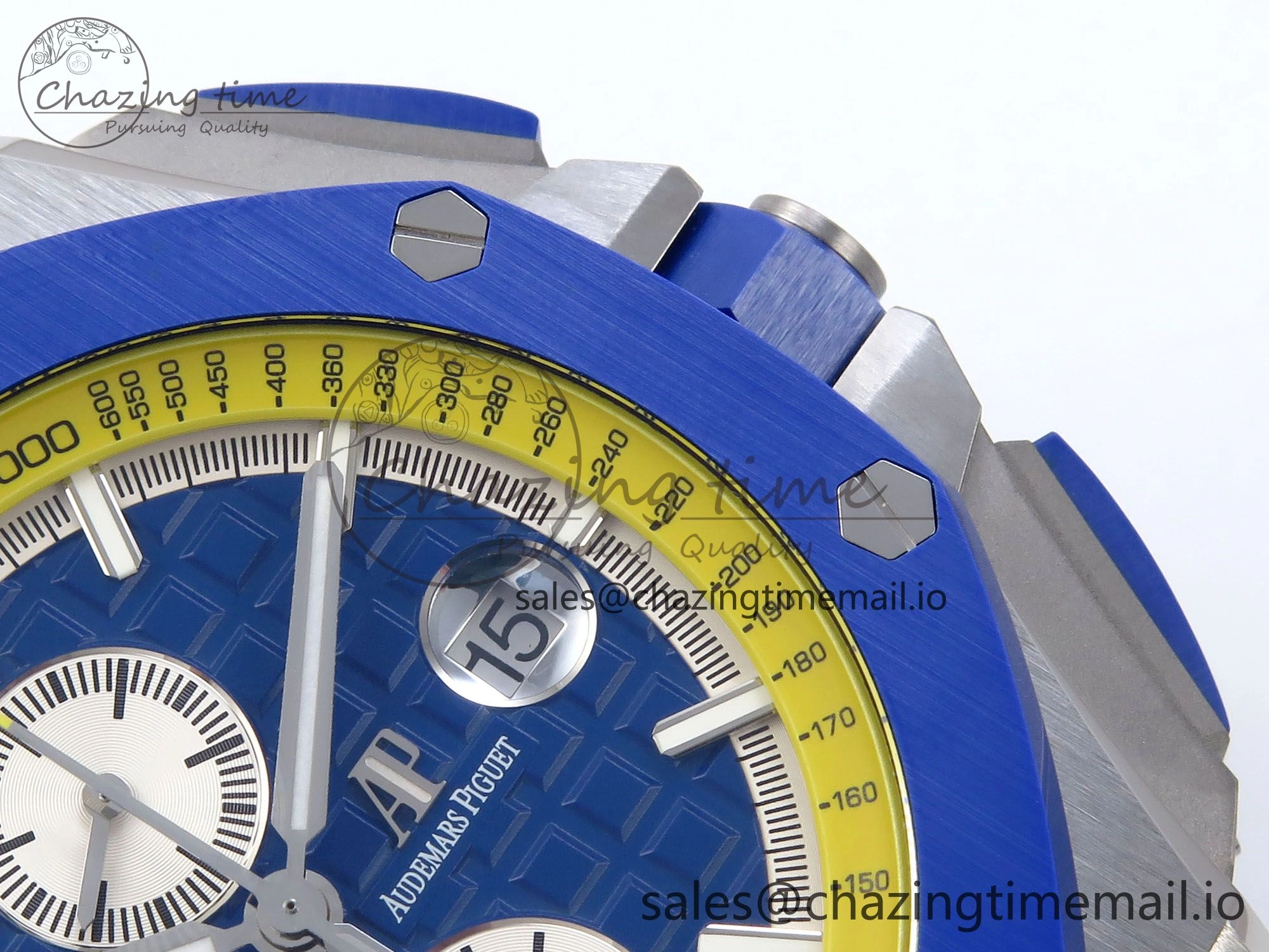 Durable Royal Oak Offshore 44mm SS TKF 1:1 Best Edition Blue Yellow Dial on Blue Yellow Rubber Strap A 4359
