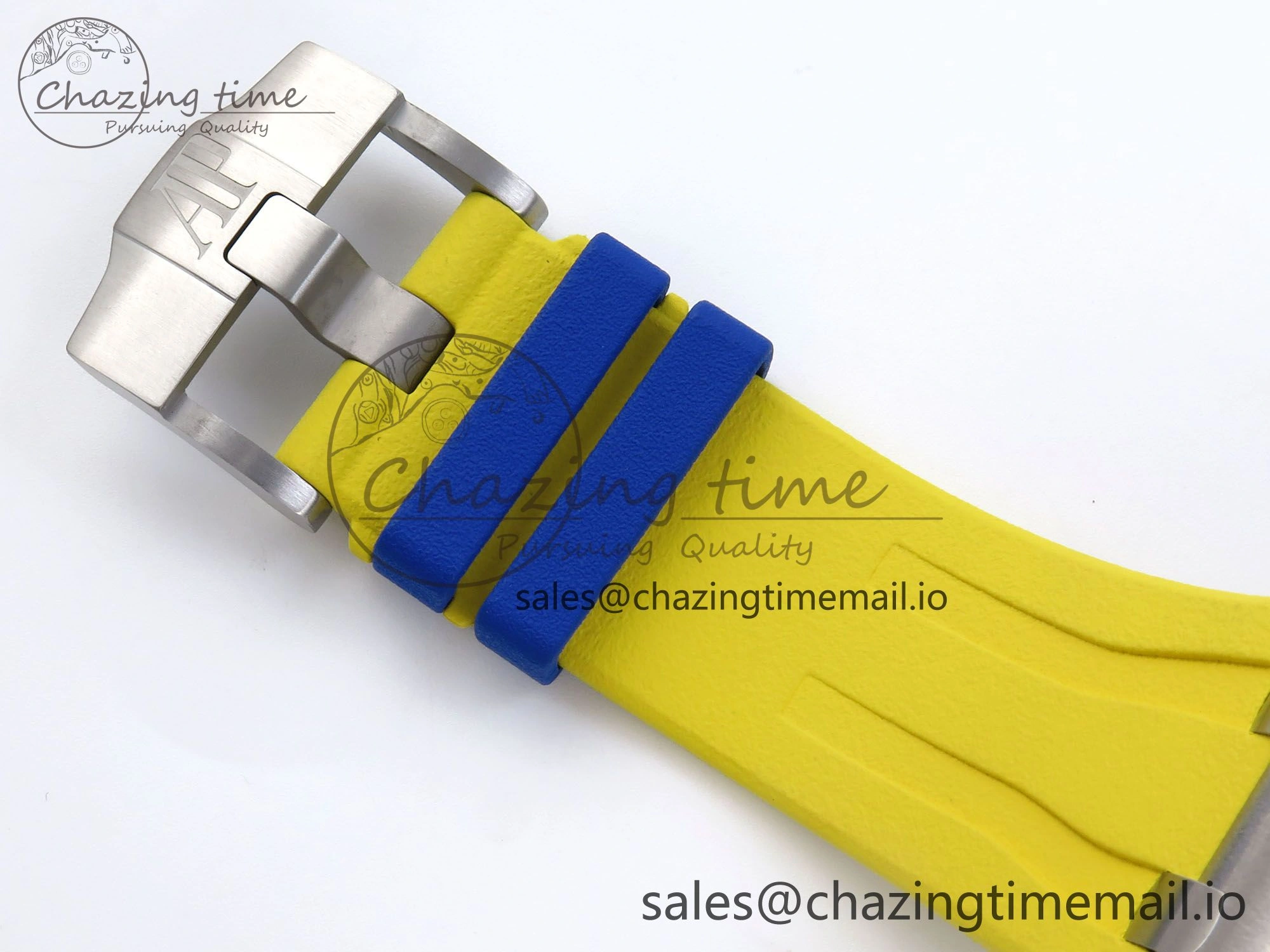 Durable Royal Oak Offshore 44mm SS TKF 1:1 Best Edition Blue Yellow Dial on Blue Yellow Rubber Strap A 4359