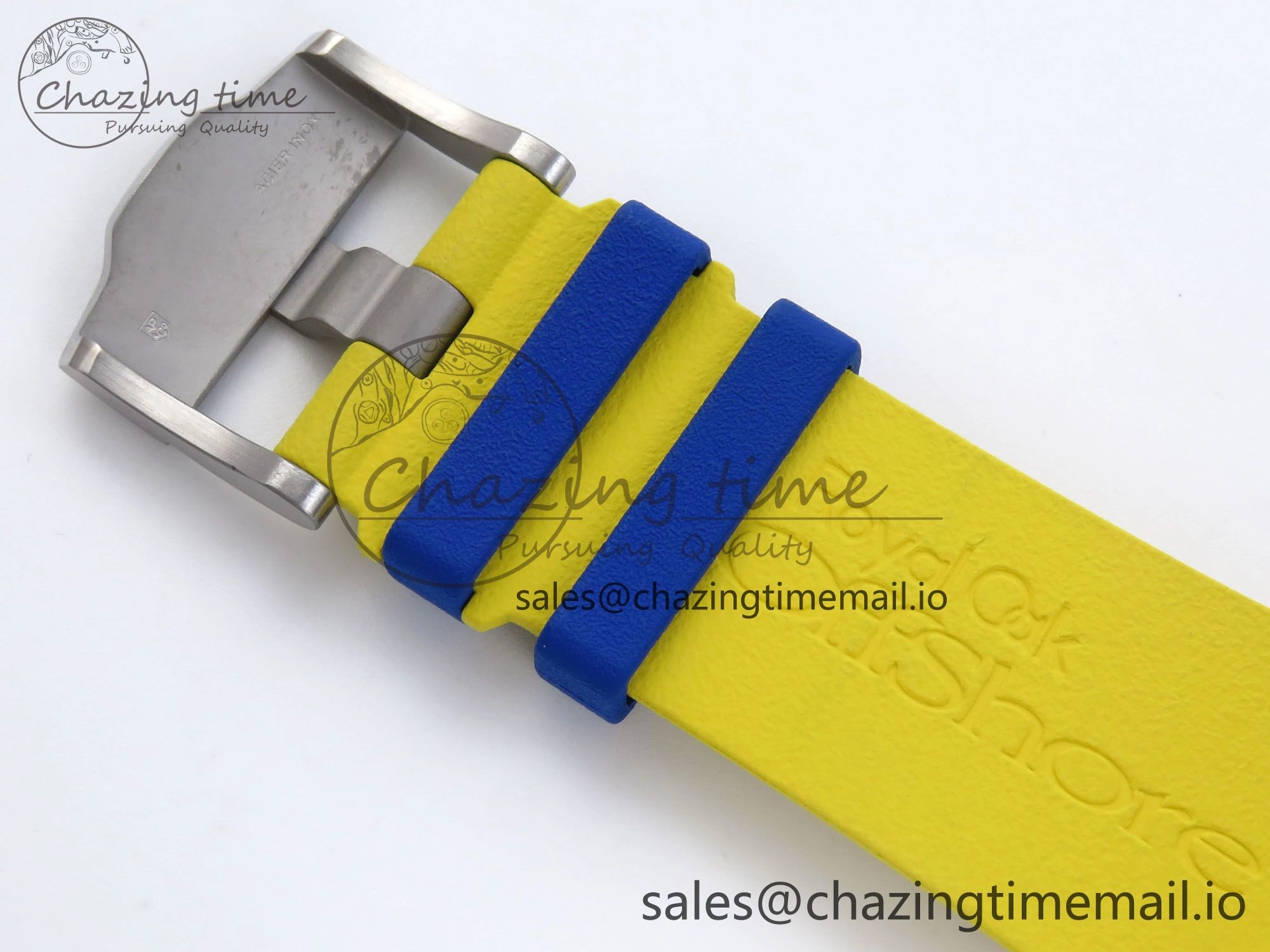 Durable Royal Oak Offshore 44mm SS TKF 1:1 Best Edition Blue Yellow Dial on Blue Yellow Rubber Strap A 4359