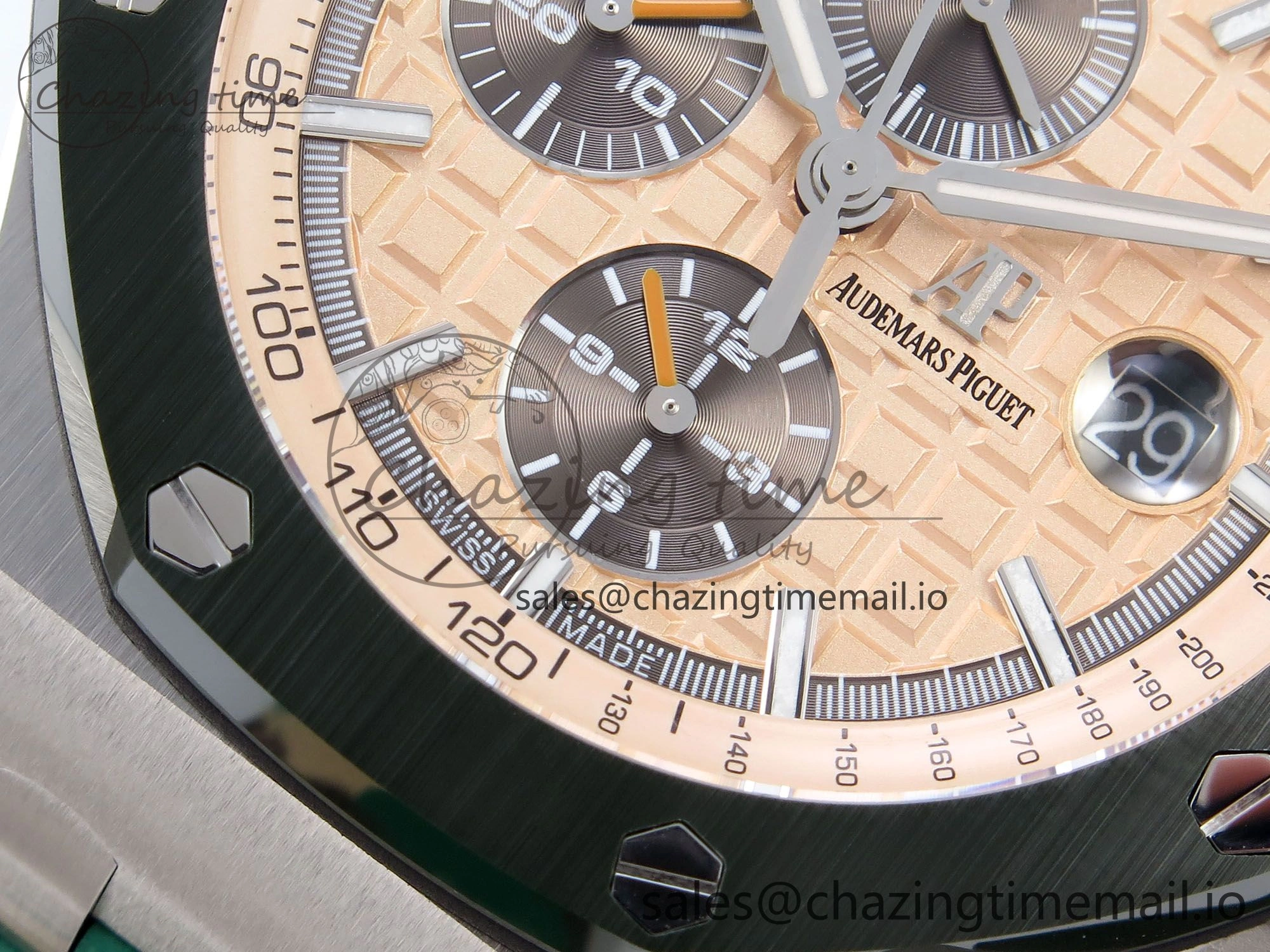 Royal Oak Offshore 44mm SS TKF 1:1 Best Edition Cream Dial on Green Camou Rubber Strap A SmoothTexture 4364