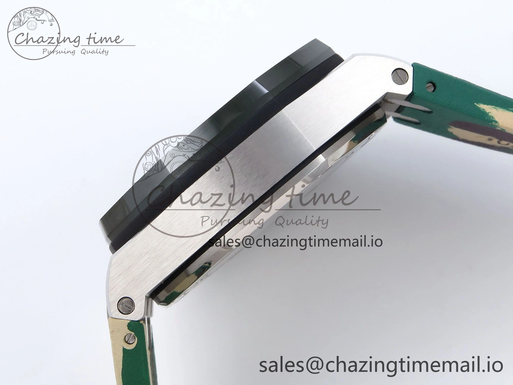 Royal Oak Offshore 44mm SS TKF 1:1 Best Edition Cream Dial on Green Camou Rubber Strap A SmoothTexture 4364