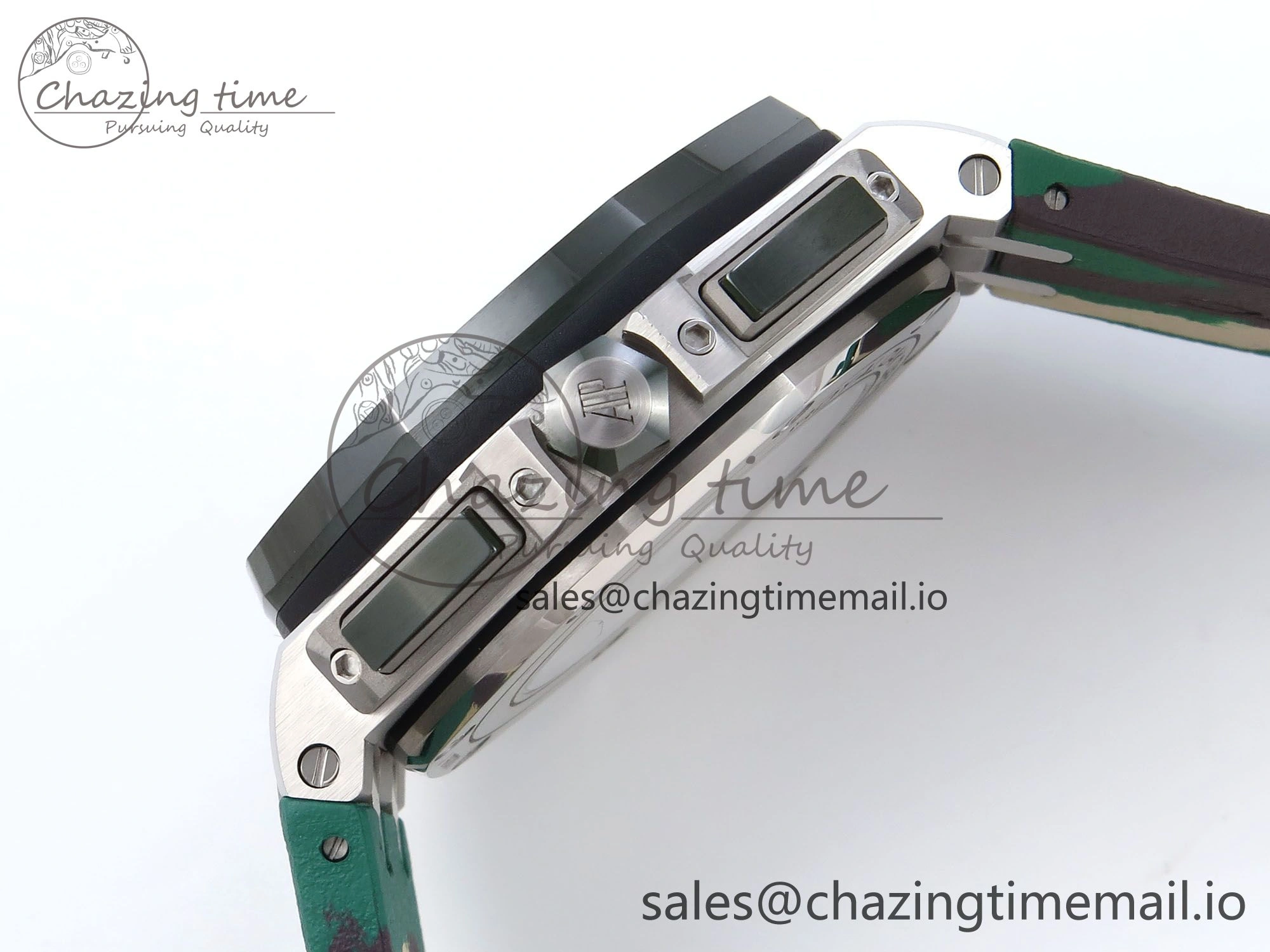 Royal Oak Offshore 44mm SS TKF 1:1 Best Edition Cream Dial on Green Camou Rubber Strap A SmoothTexture 4364