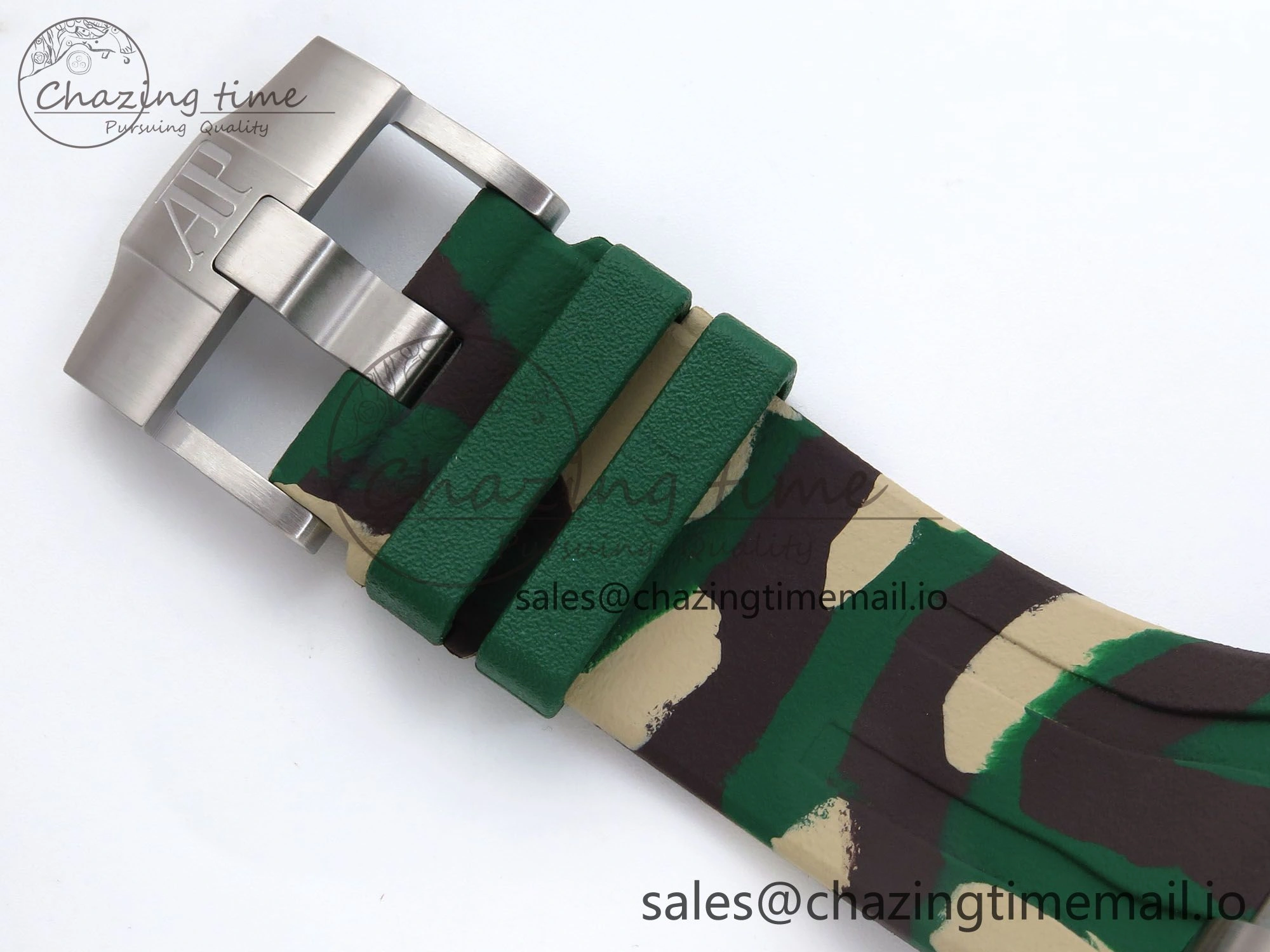 Royal Oak Offshore 44mm SS TKF 1:1 Best Edition Cream Dial on Green Camou Rubber Strap A SmoothTexture 4364