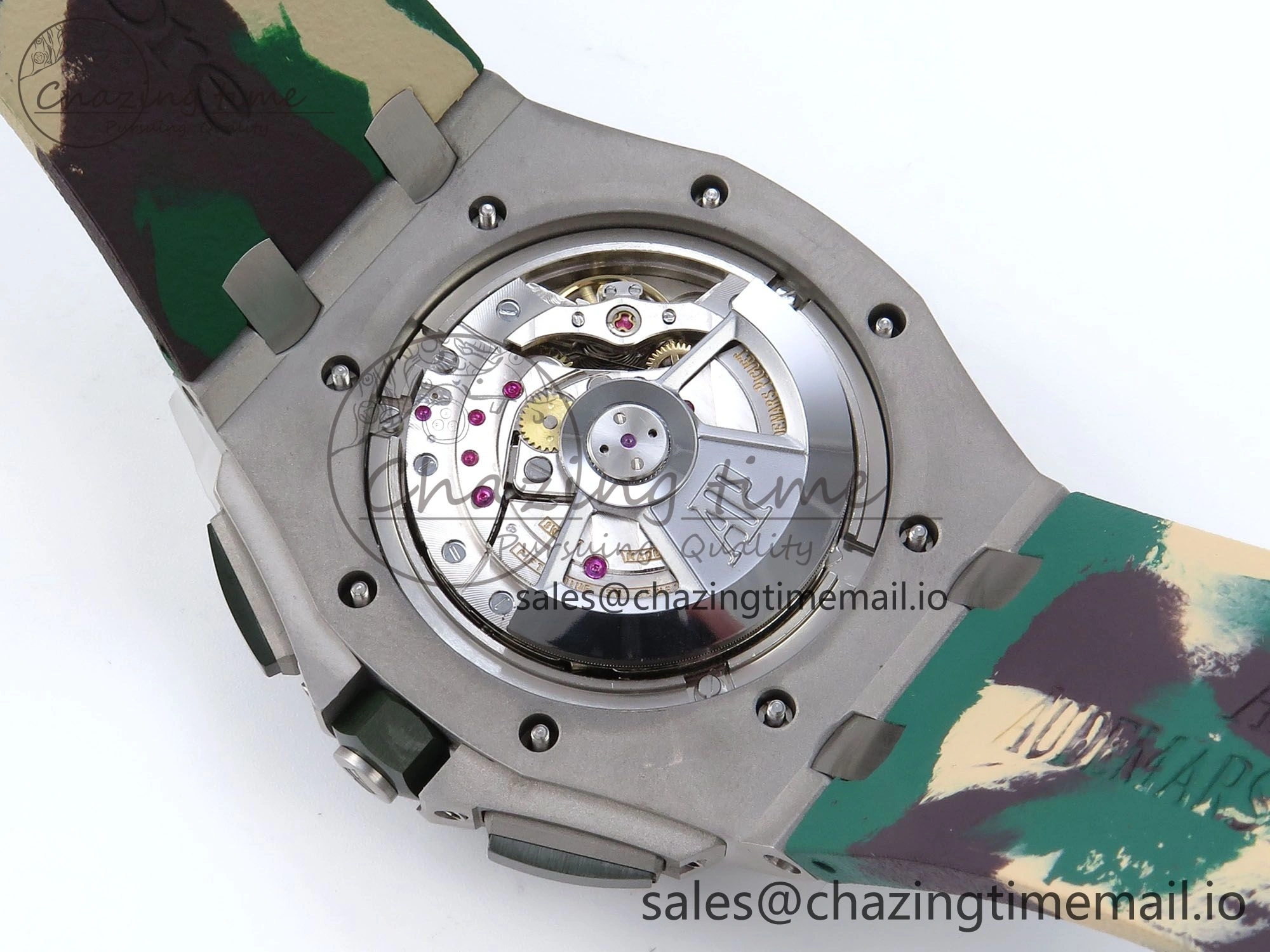 Royal Oak Offshore 44mm SS TKF 1:1 Best Edition Cream Dial on Green Camou Rubber Strap A SmoothTexture 4364