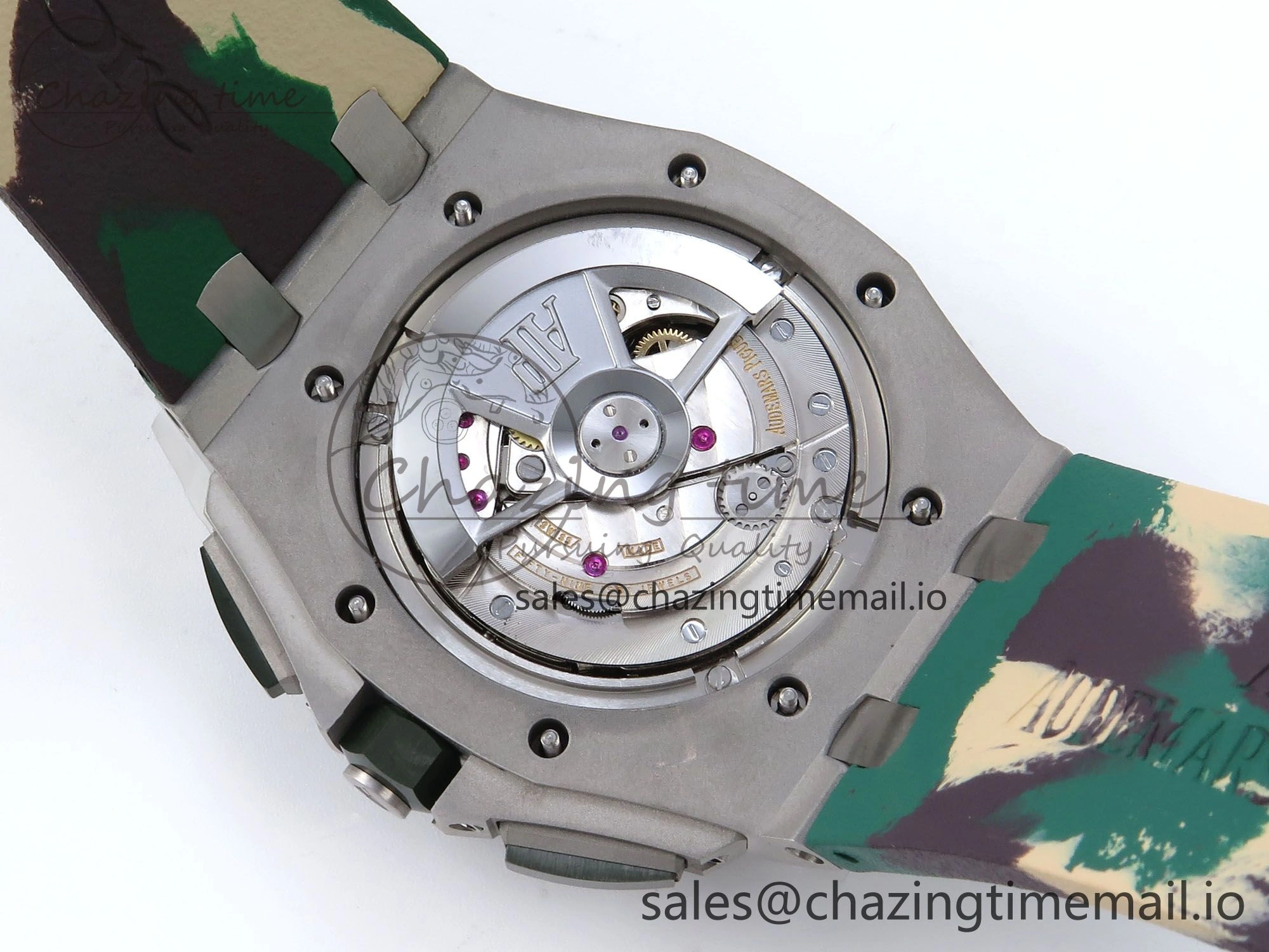 Royal Oak Offshore 44mm SS TKF 1:1 Best Edition Cream Dial on Green Camou Rubber Strap A SmoothTexture 4364