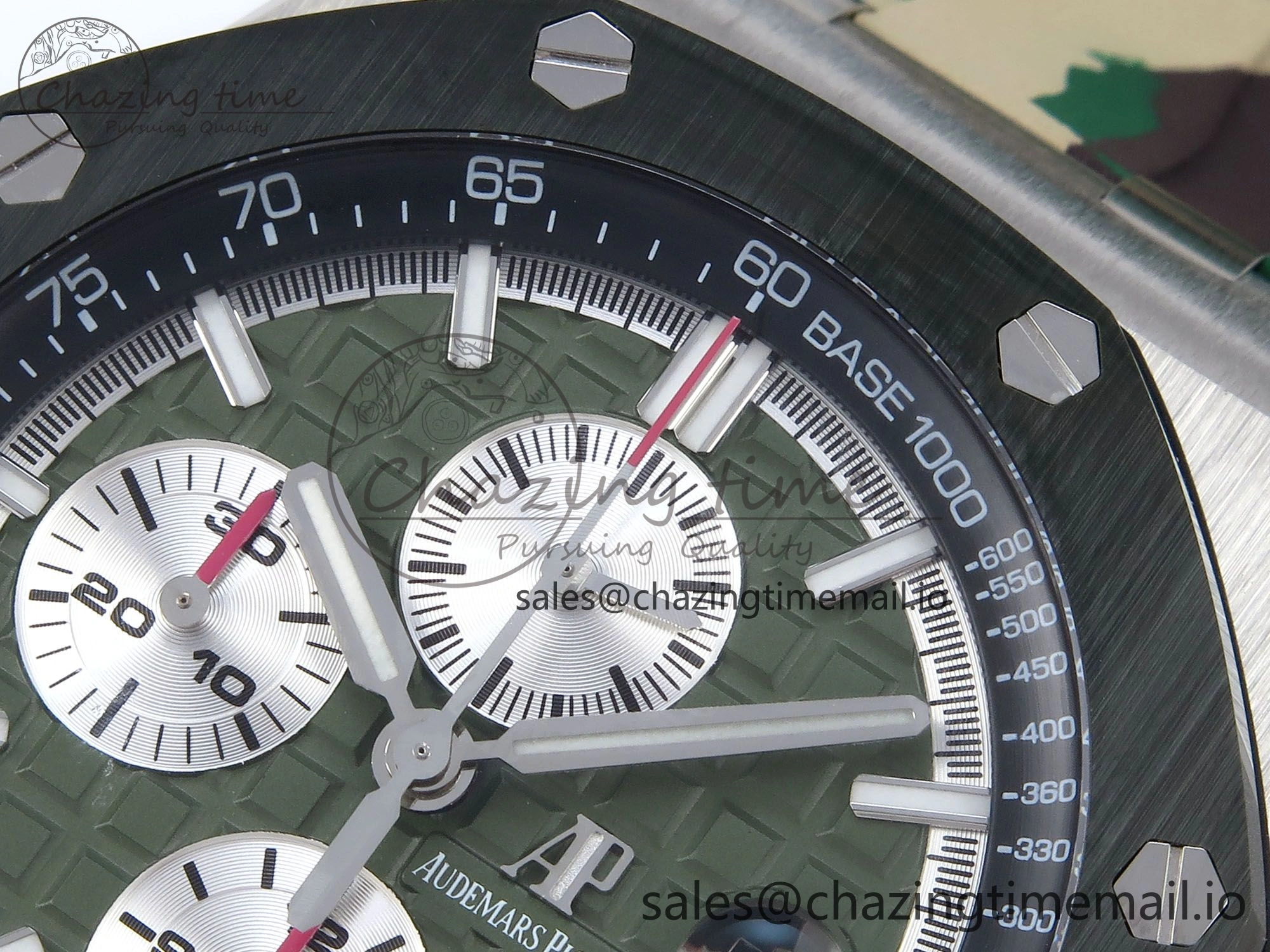 Sporty Royal Oak Offshore 44mm SS TKF 1:1 Best Edition Green Dial on Green Camou Rubber Strap A 4358