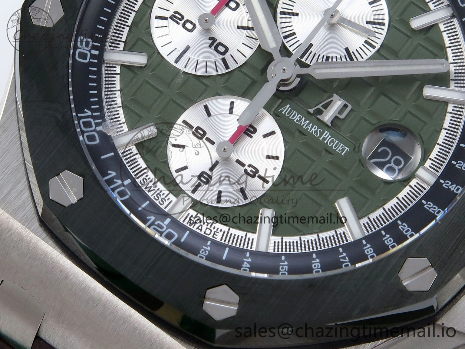 Sporty Royal Oak Offshore 44mm SS TKF 1:1 Best Edition Green Dial on Green Camou Rubber Strap A 4358