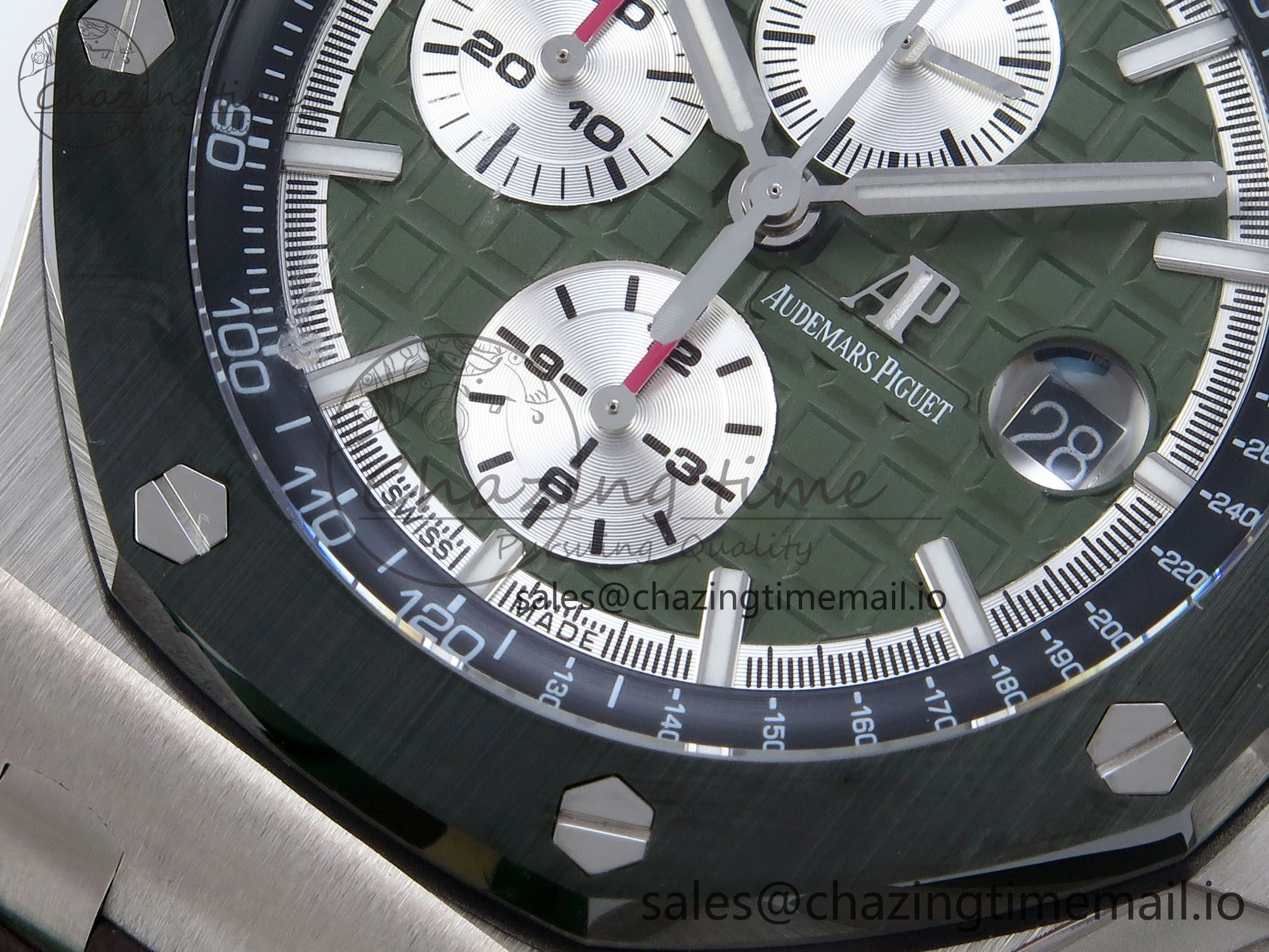 Sporty Royal Oak Offshore 44mm SS TKF 1:1 Best Edition Green Dial on Green Camou Rubber Strap A 4358