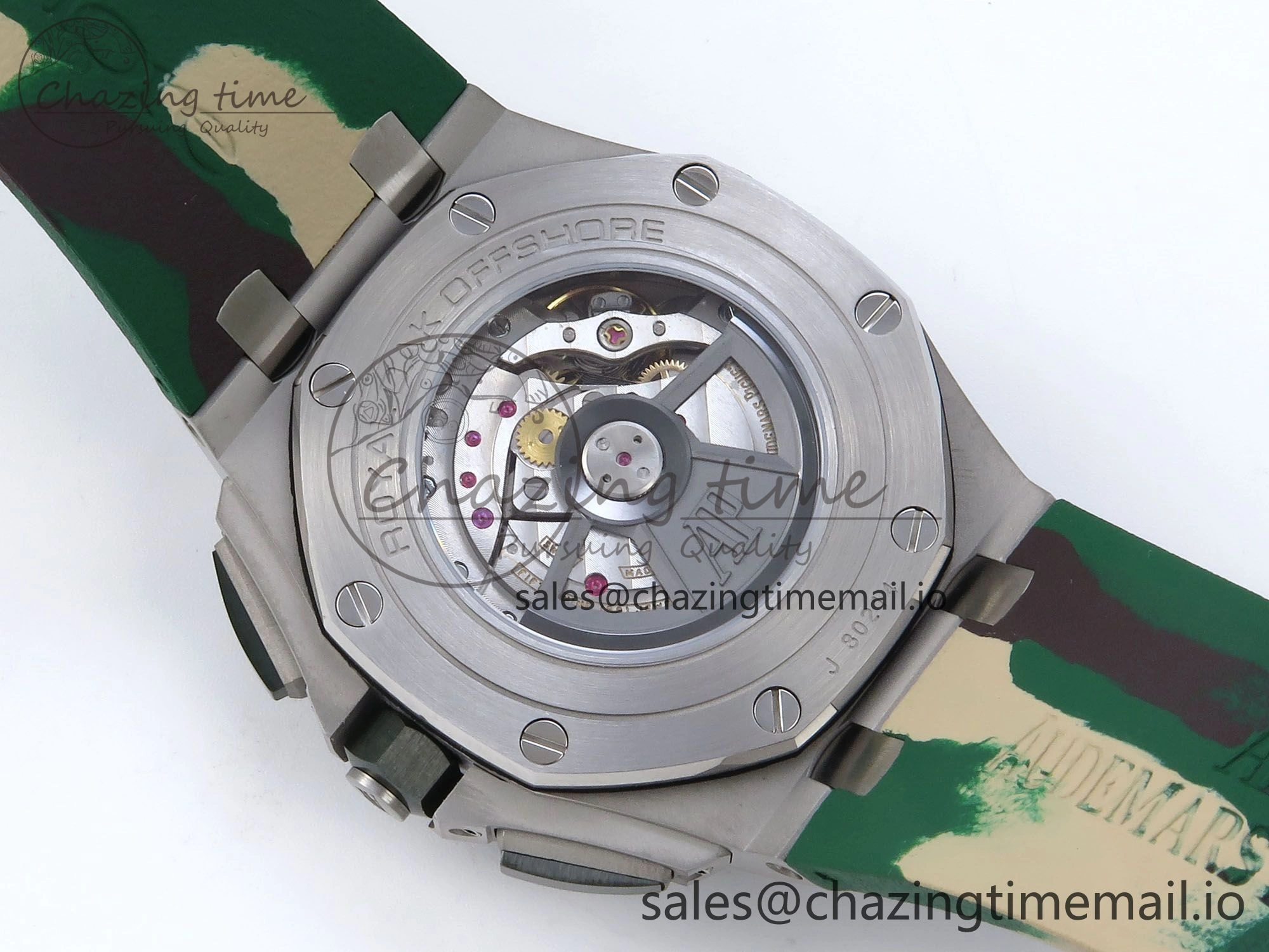 Sporty Royal Oak Offshore 44mm SS TKF 1:1 Best Edition Green Dial on Green Camou Rubber Strap A 4358