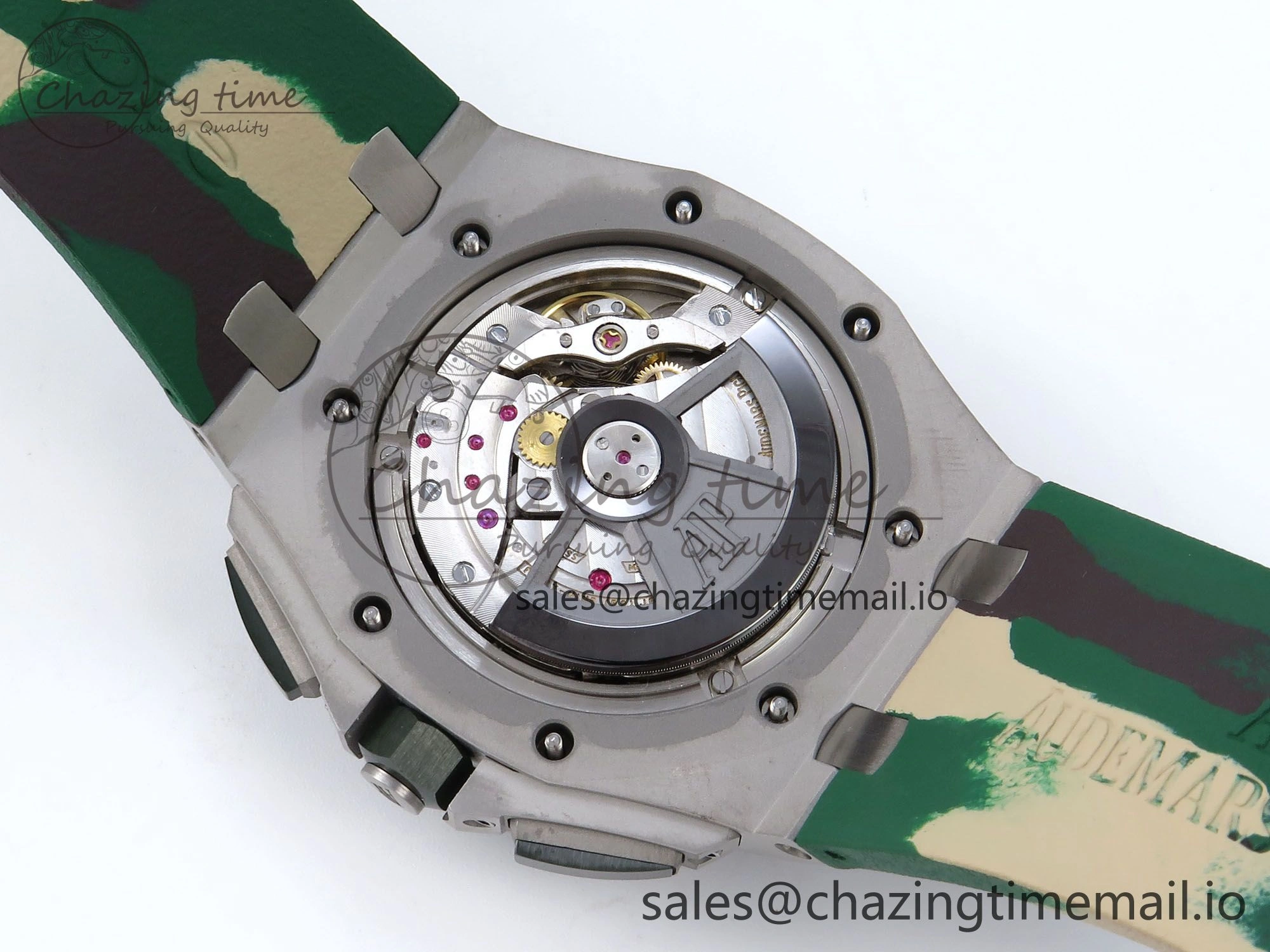 Sporty Royal Oak Offshore 44mm SS TKF 1:1 Best Edition Green Dial on Green Camou Rubber Strap A 4358