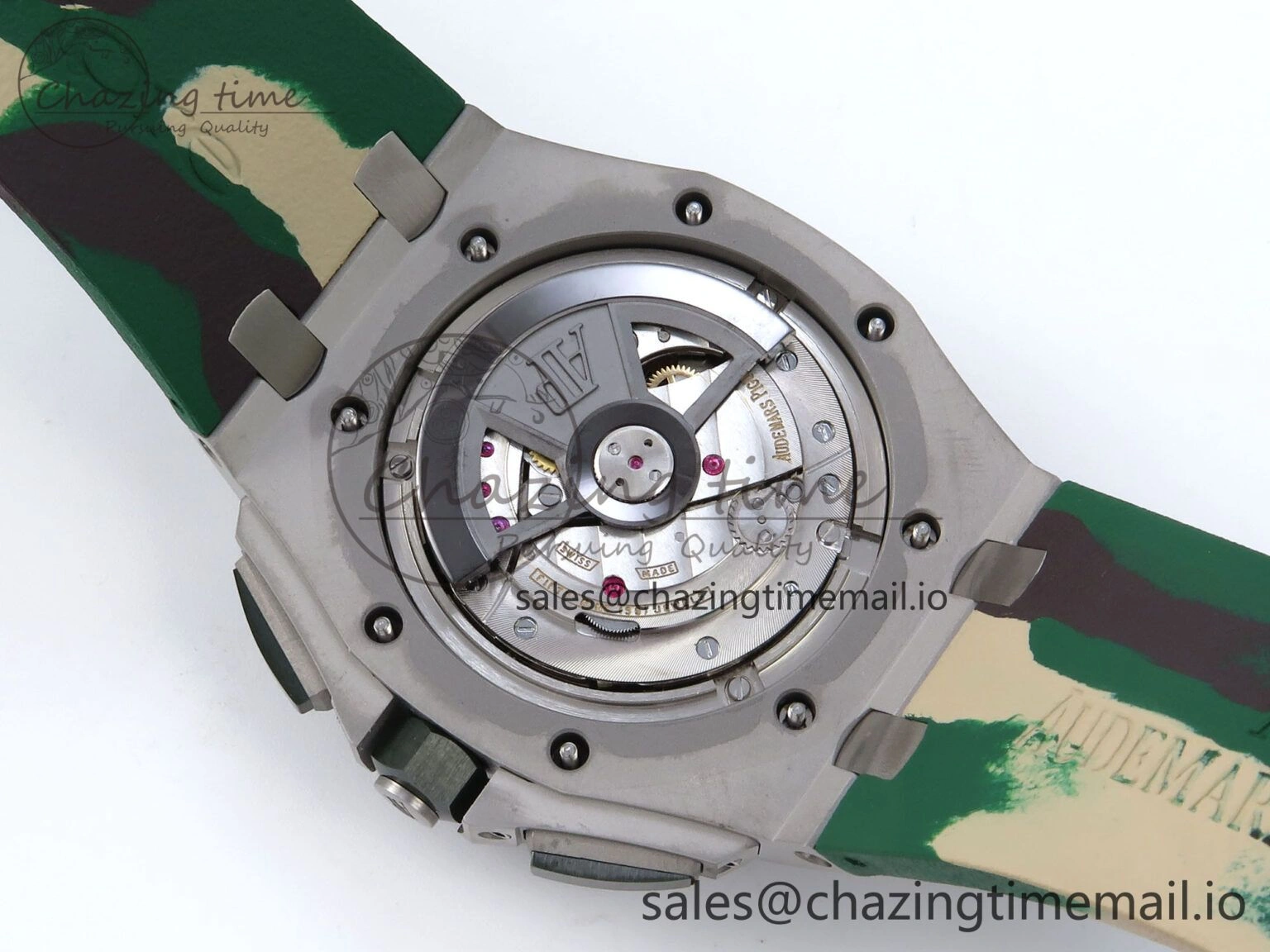 Sporty Royal Oak Offshore 44mm SS TKF 1:1 Best Edition Green Dial on Green Camou Rubber Strap A 4358