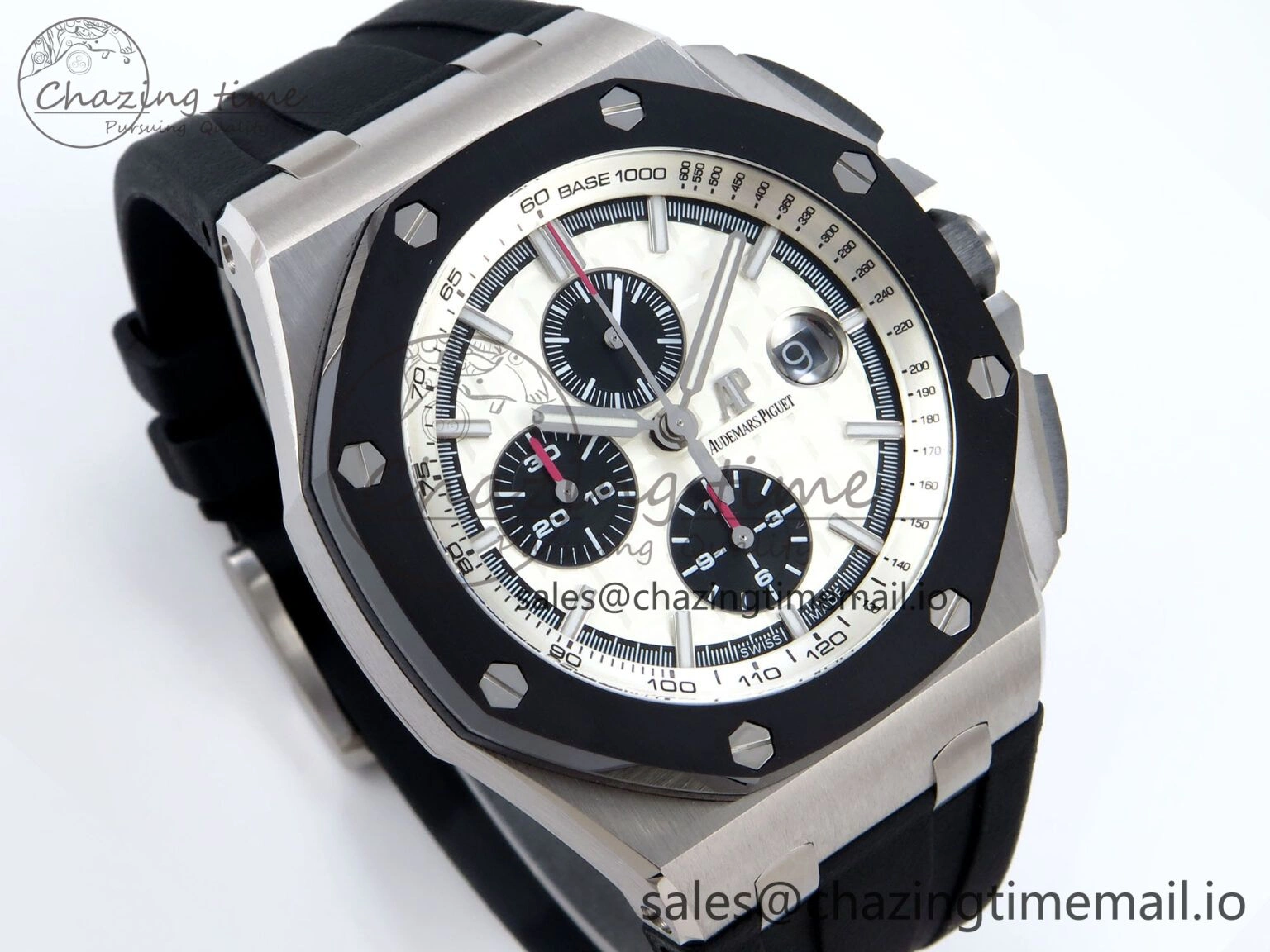 Royal Oak Offshore 44mm SS TKF 1:1 Best Edition White Dial on Black Rubber Strap A Colorful 4375