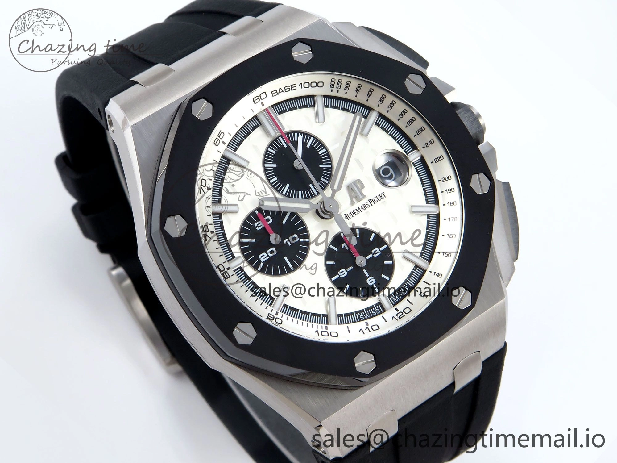 Royal Oak Offshore 44mm SS TKF 1:1 Best Edition White Dial on Black Rubber Strap A Colorful 4375