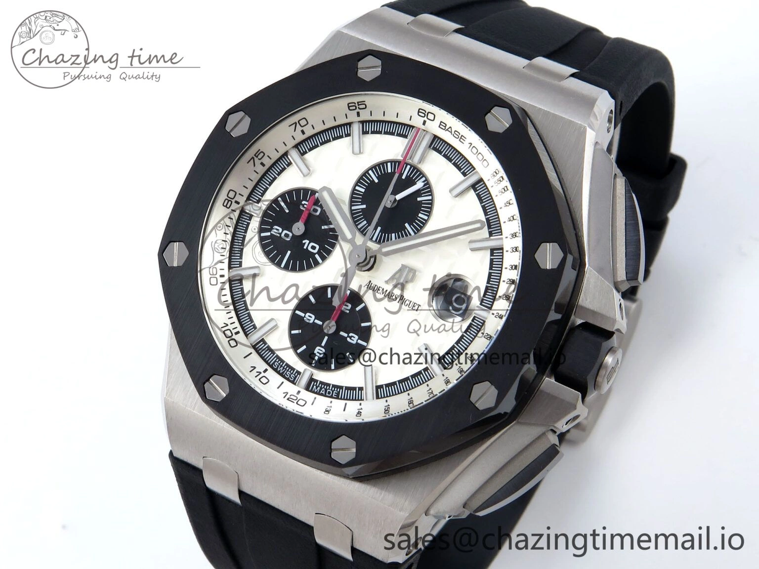Royal Oak Offshore 44mm SS TKF 1:1 Best Edition White Dial on Black Rubber Strap A Colorful 4375