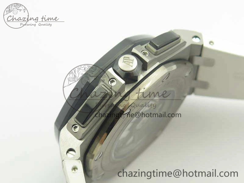 Minimalist Royal Oak Offshore 44mm SS Updated Black Ceramic Bezel JF 1:1 Best Edition On White Rubber Strap A 4959