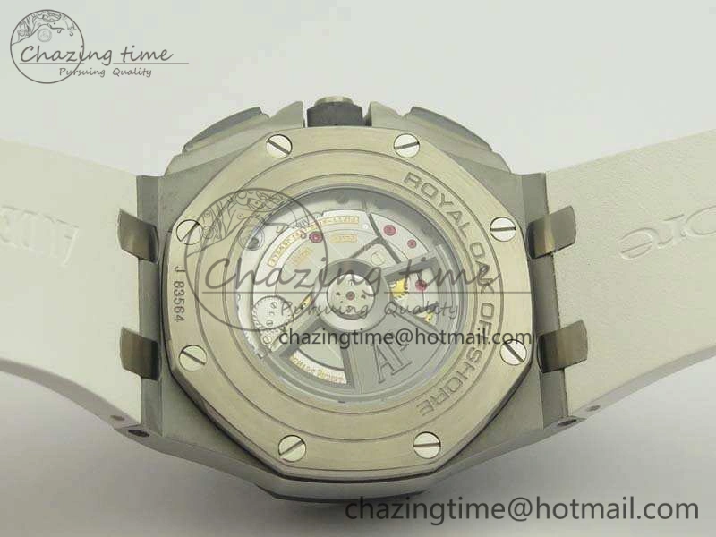 Minimalist Royal Oak Offshore 44mm SS Updated Black Ceramic Bezel JF 1:1 Best Edition On White Rubber Strap A 4959