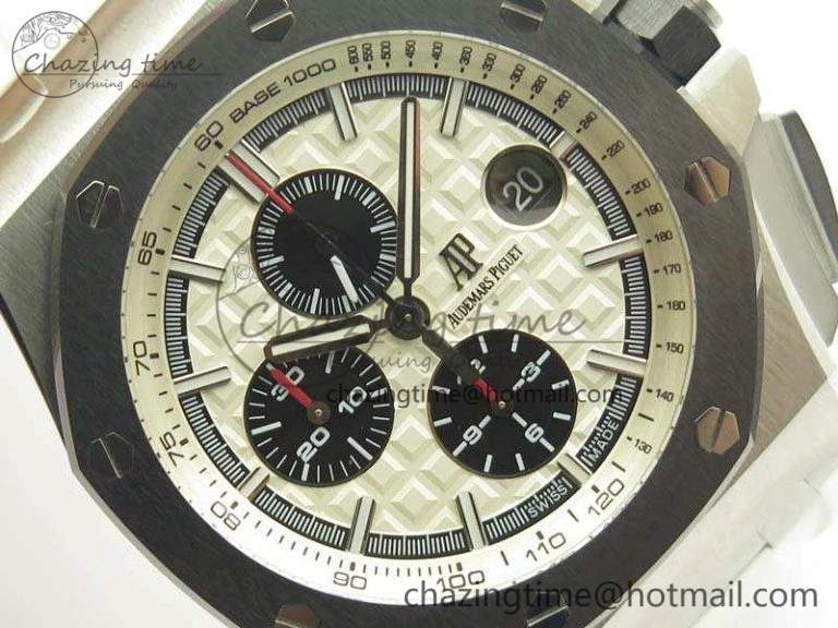 Minimalist Royal Oak Offshore 44mm SS Updated Black Ceramic Bezel JF 1:1 Best Edition On White Rubber Strap A 4959