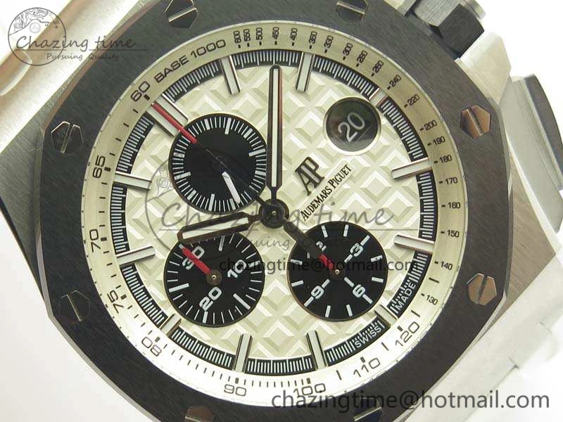 Minimalist Royal Oak Offshore 44mm SS Updated Black Ceramic Bezel JF 1:1 Best Edition On White Rubber Strap A 4959