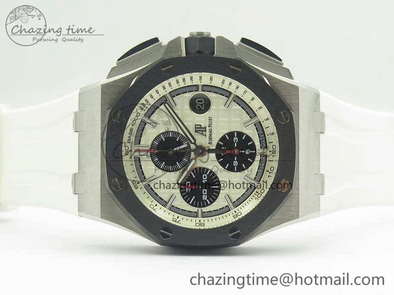 Minimalist Royal Oak Offshore 44mm SS Updated Black Ceramic Bezel JF 1:1 Best Edition On White Rubber Strap A 4959