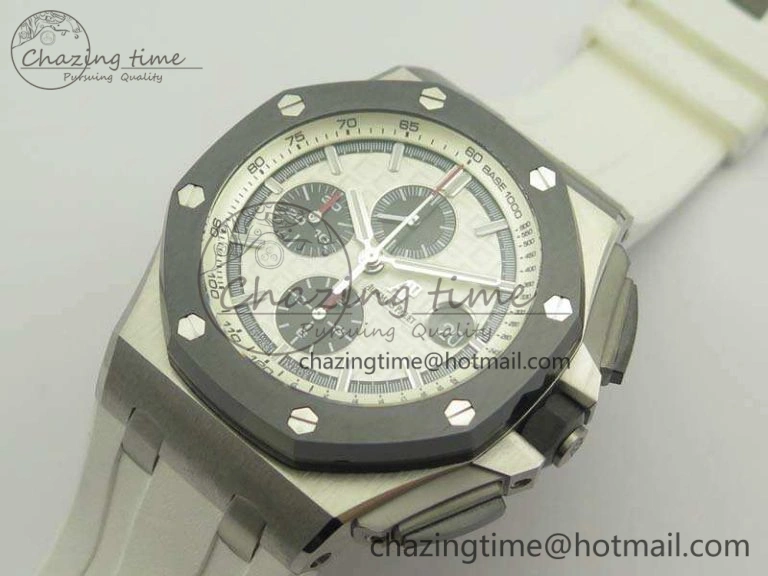 Minimalist Royal Oak Offshore 44mm SS Updated Black Ceramic Bezel JF 1:1 Best Edition On White Rubber Strap A 4959