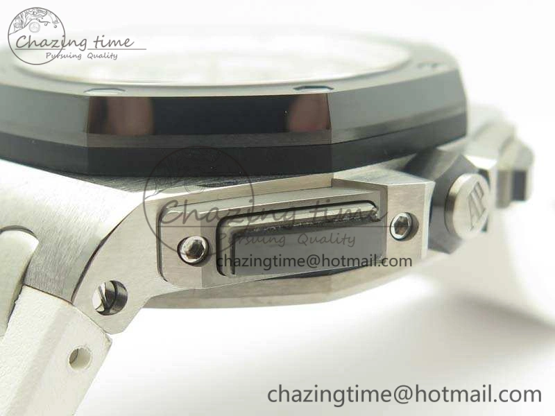 Minimalist Royal Oak Offshore 44mm SS Updated Black Ceramic Bezel JF 1:1 Best Edition On White Rubber Strap A 4959