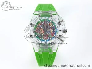 MultiPurpose Royal Oak Offshore 44mm Transparent APF Best Edition  Dial on Green Rubber Strap A 4579