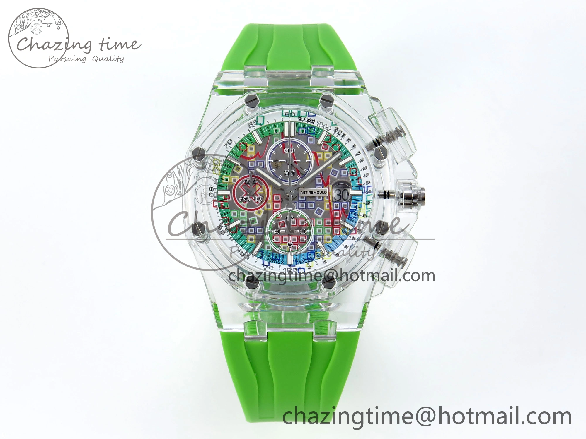 MultiPurpose Royal Oak Offshore 44mm Transparent APF Best Edition  Dial on Green Rubber Strap A 4579