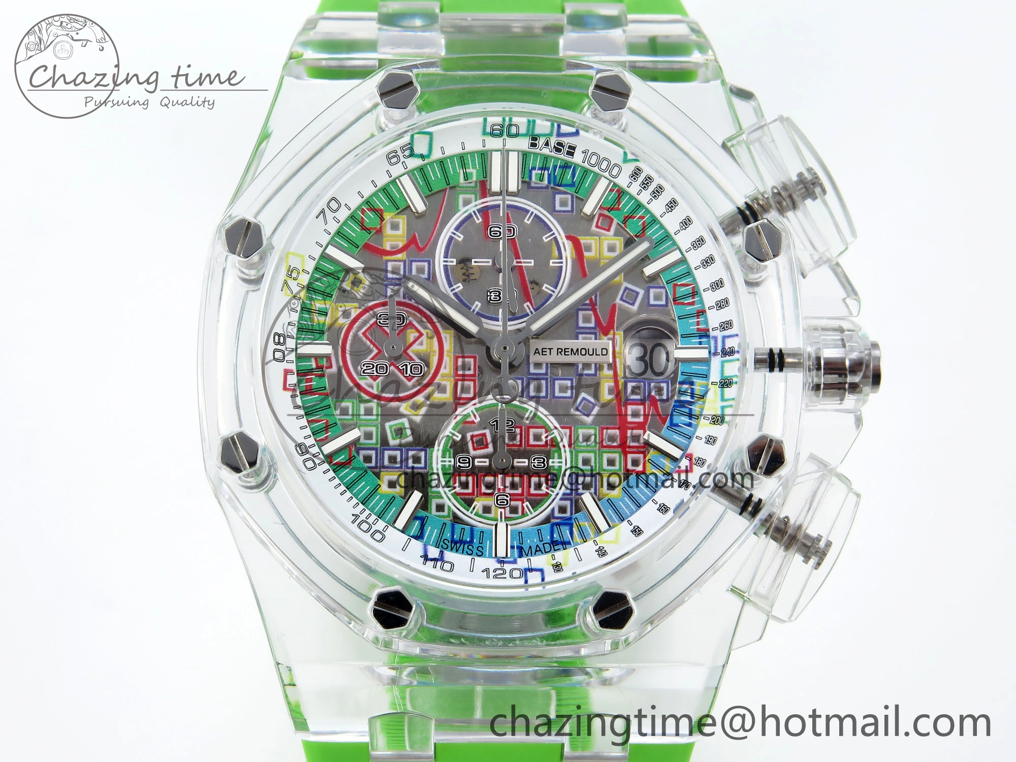 MultiPurpose Royal Oak Offshore 44mm Transparent APF Best Edition  Dial on Green Rubber Strap A 4579