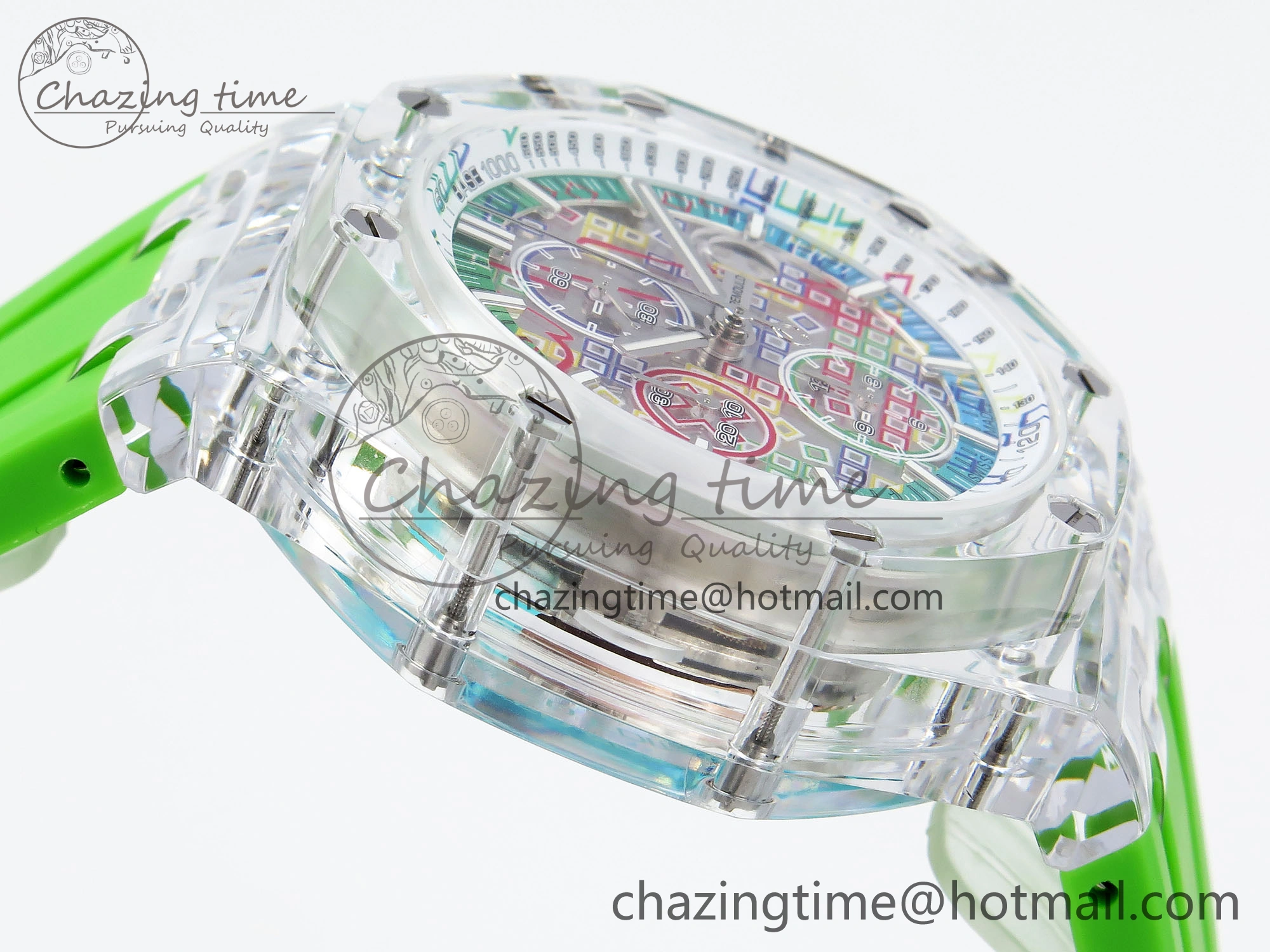 MultiPurpose Royal Oak Offshore 44mm Transparent APF Best Edition  Dial on Green Rubber Strap A 4579