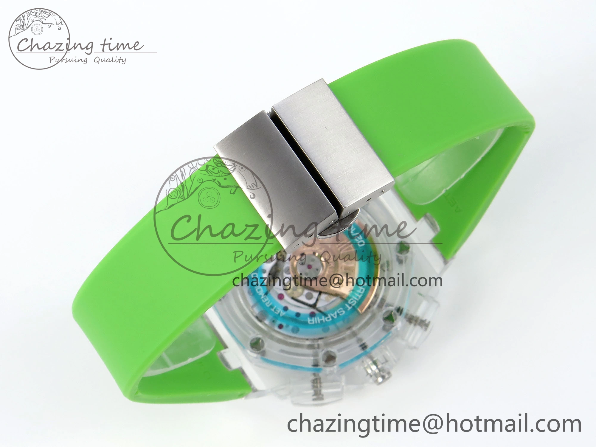 MultiPurpose Royal Oak Offshore 44mm Transparent APF Best Edition  Dial on Green Rubber Strap A 4579