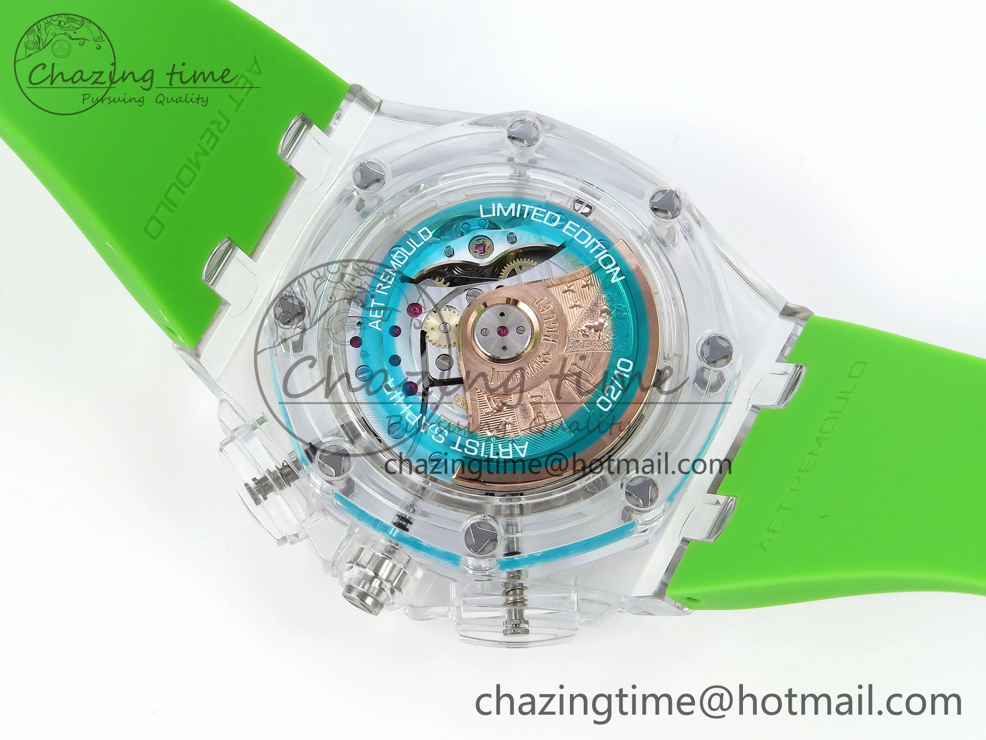 MultiPurpose Royal Oak Offshore 44mm Transparent APF Best Edition  Dial on Green Rubber Strap A 4579