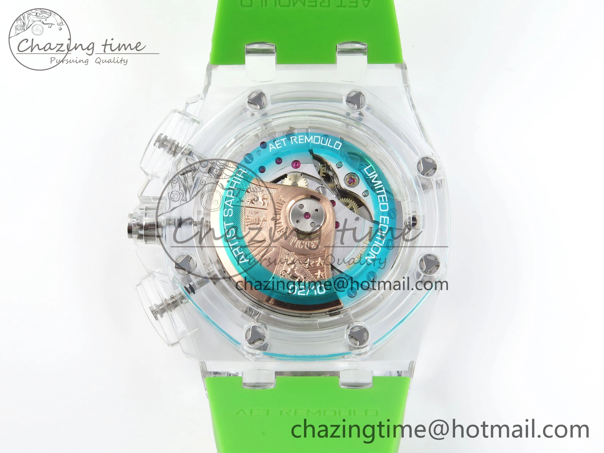 MultiPurpose Royal Oak Offshore 44mm Transparent APF Best Edition  Dial on Green Rubber Strap A 4579