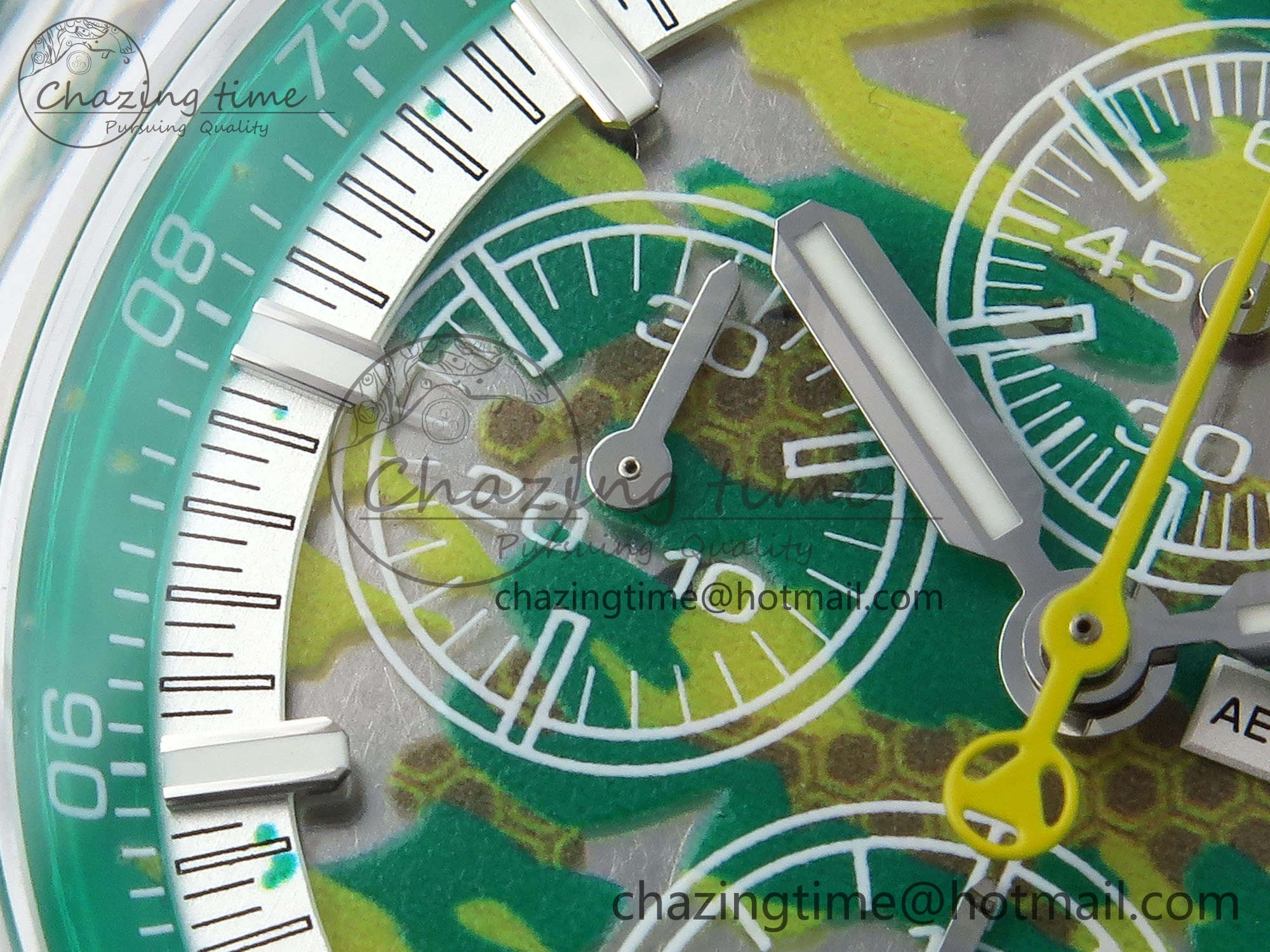 OnTrend Royal Oak Offshore 44mm Transparent APF Best Edition Green Dial on Green Rubber Strap A 4581