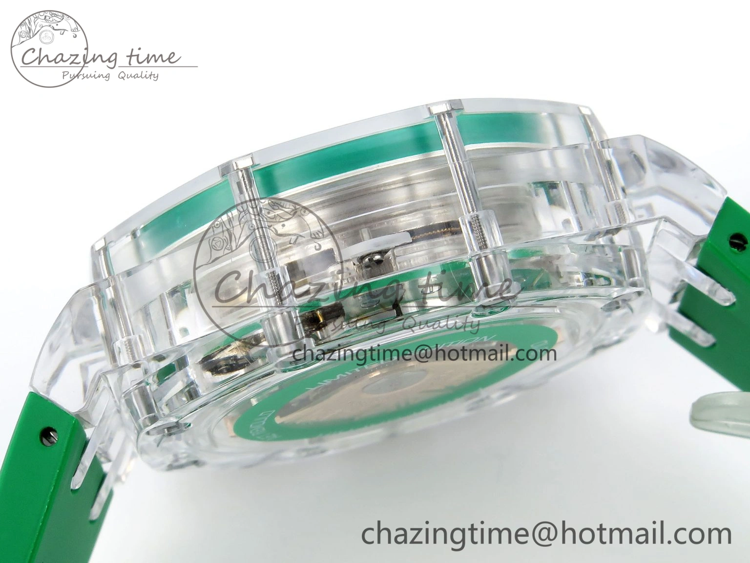 OnTrend Royal Oak Offshore 44mm Transparent APF Best Edition Green Dial on Green Rubber Strap A 4581