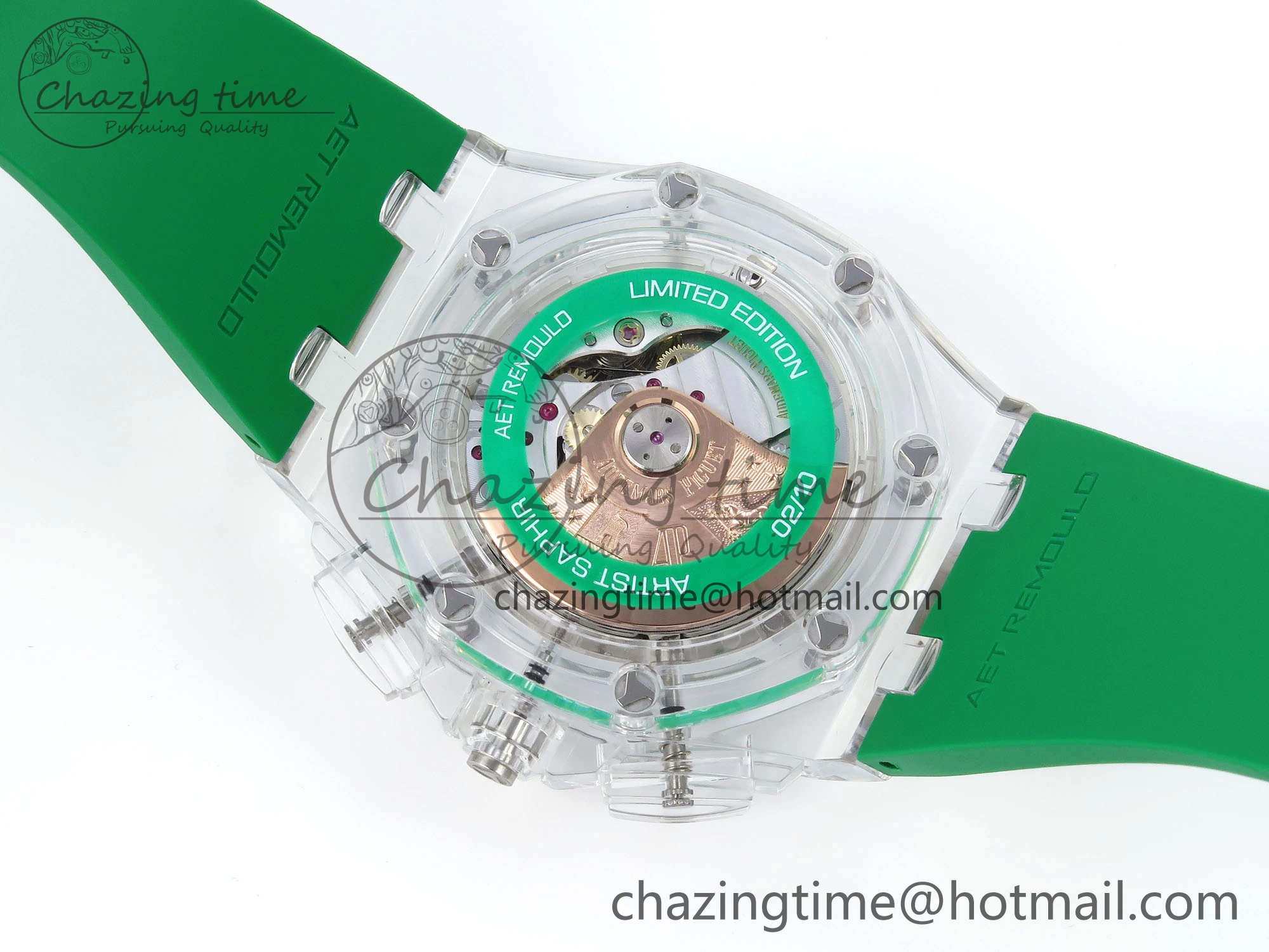 OnTrend Royal Oak Offshore 44mm Transparent APF Best Edition Green Dial on Green Rubber Strap A 4581