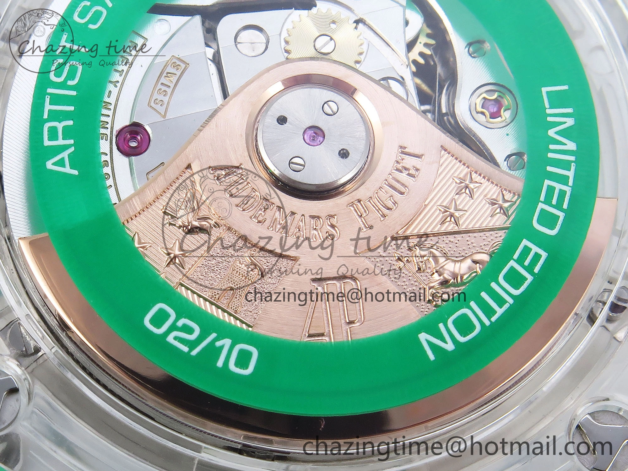 OnTrend Royal Oak Offshore 44mm Transparent APF Best Edition Green Dial on Green Rubber Strap A 4581