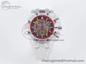 Breathable Royal Oak Offshore 44mm Transparent APF Best Edition Red Dial on White Rubber Strap A 4580