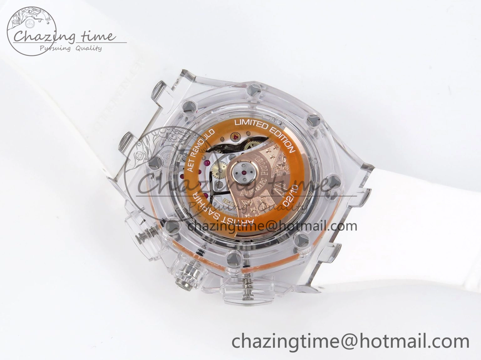 Breathable Royal Oak Offshore 44mm Transparent APF Best Edition Red Dial on White Rubber Strap A 4580