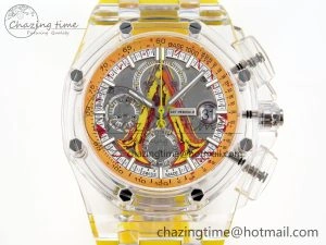 Royal Oak Offshore 44mm Transparent APF Best Edition Yellow Dial on Yellow Rubber Strap A WaterResistant 4583