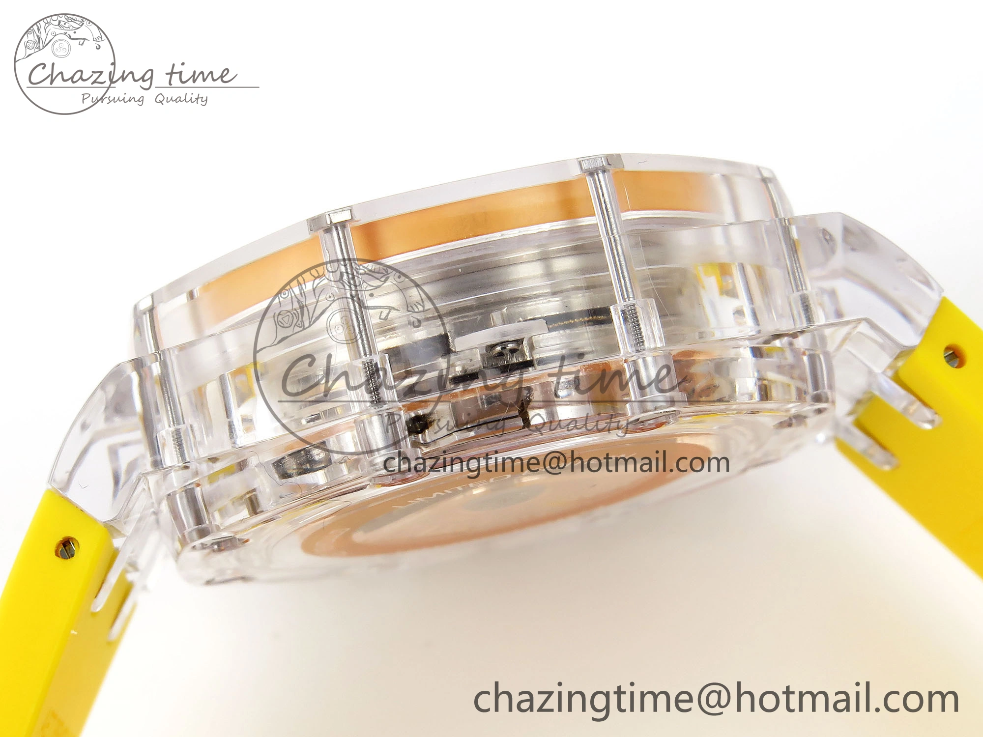 Royal Oak Offshore 44mm Transparent APF Best Edition Yellow Dial on Yellow Rubber Strap A WaterResistant 4583