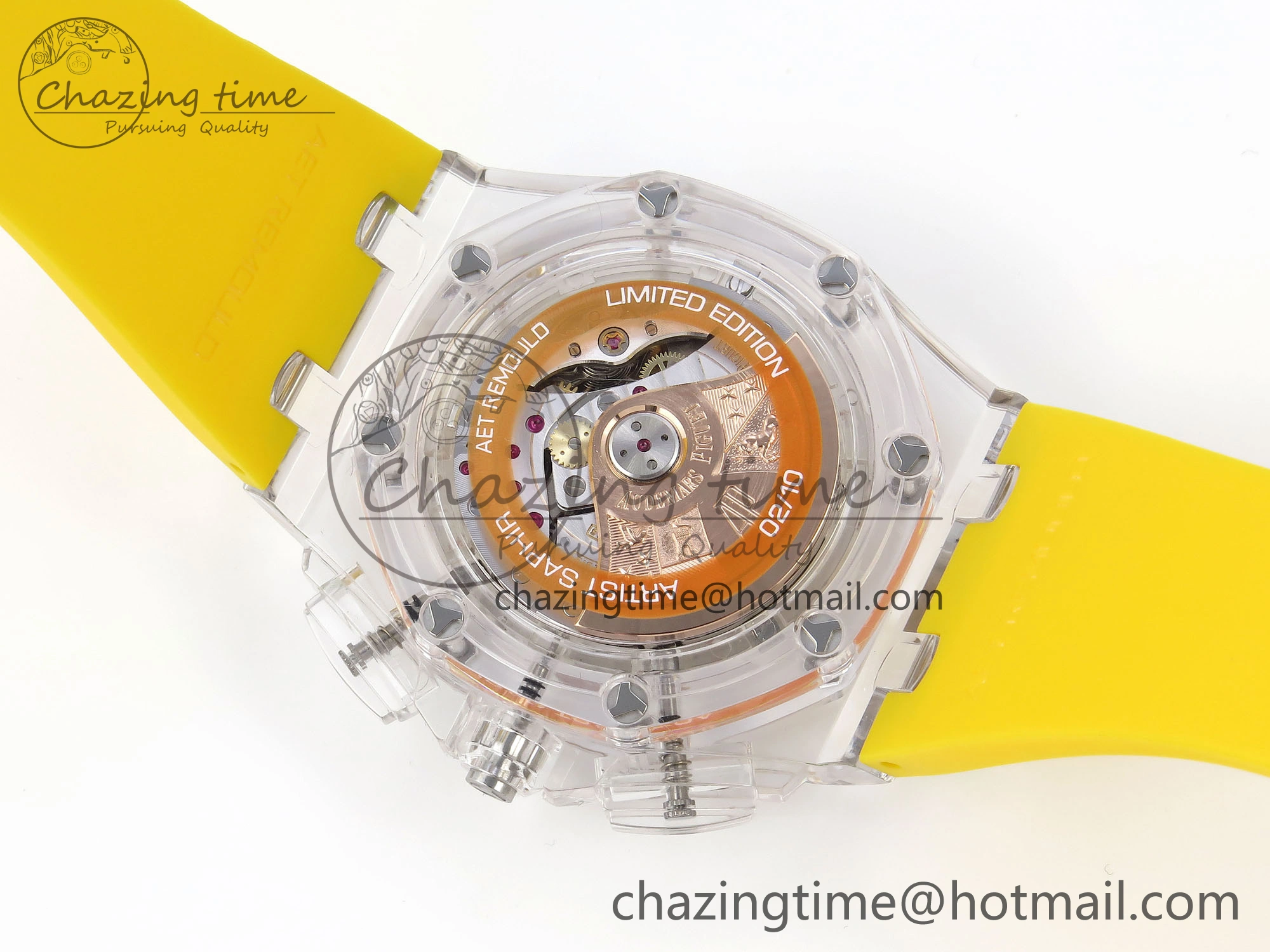 Royal Oak Offshore 44mm Transparent APF Best Edition Yellow Dial on Yellow Rubber Strap A WaterResistant 4583