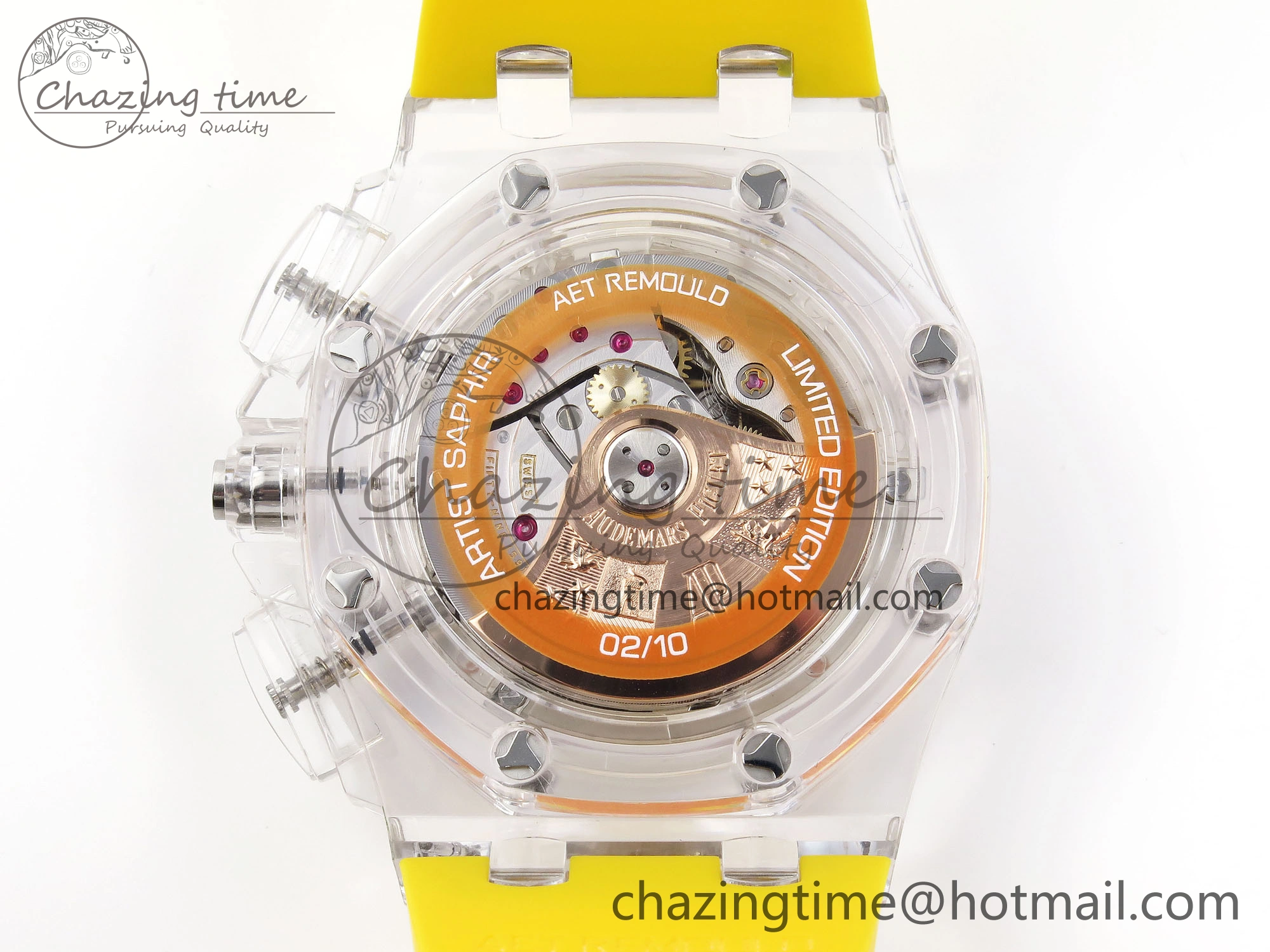 Royal Oak Offshore 44mm Transparent APF Best Edition Yellow Dial on Yellow Rubber Strap A WaterResistant 4583